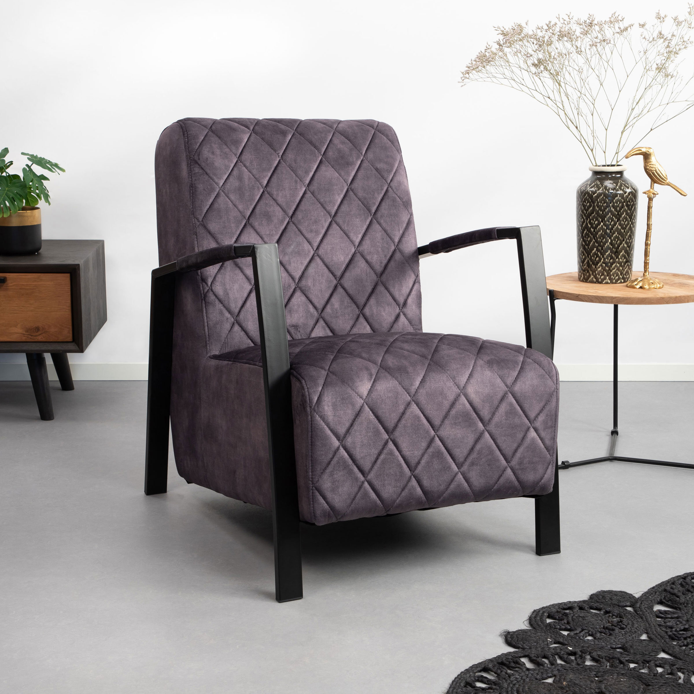 Tower Living Fauteuil 'Villa' Velvet, kleur Antraciet