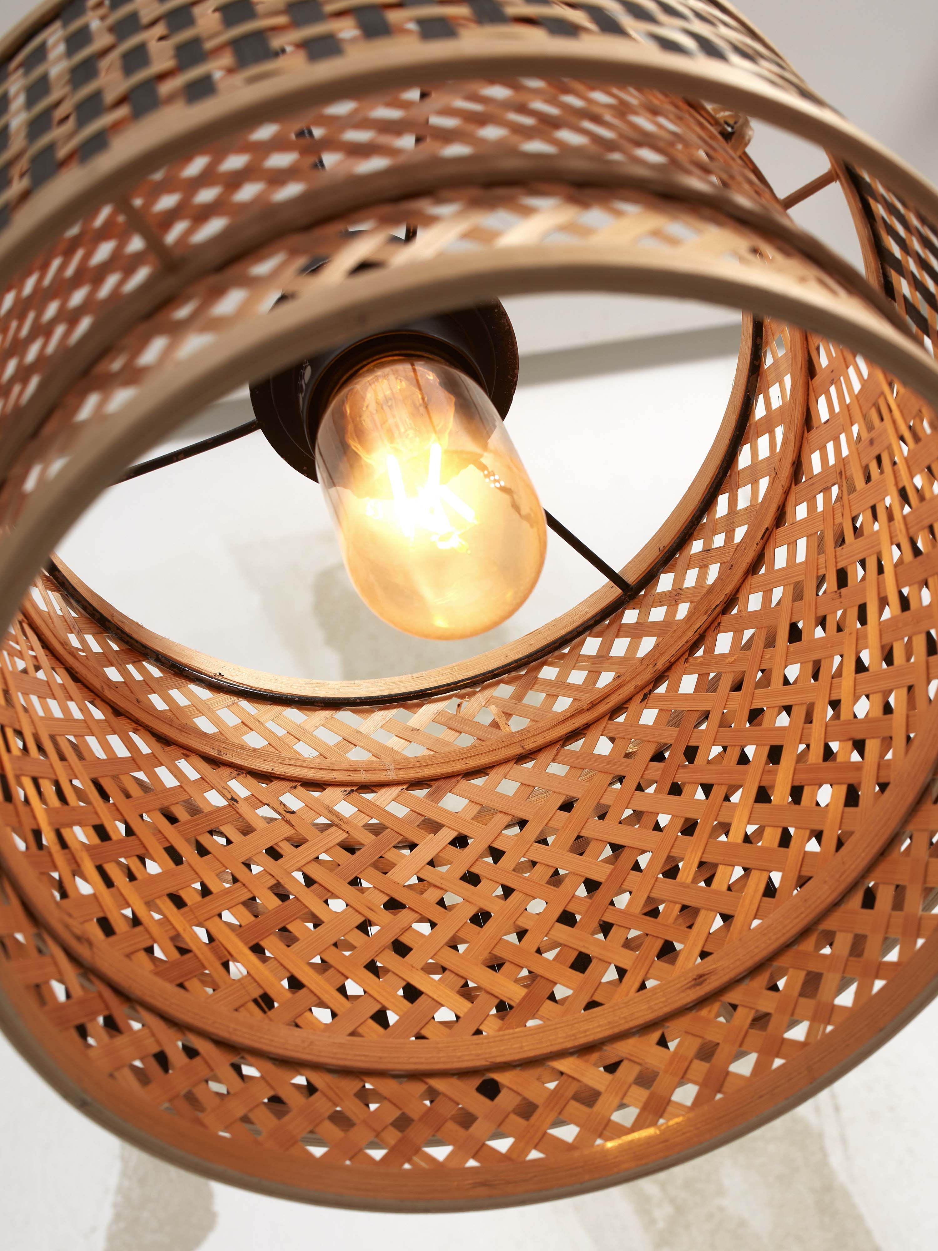 GOOD&MOJO Plafondlamp 'Bhutan' Bamboe, 25cm, kleur Zwart/Naturel