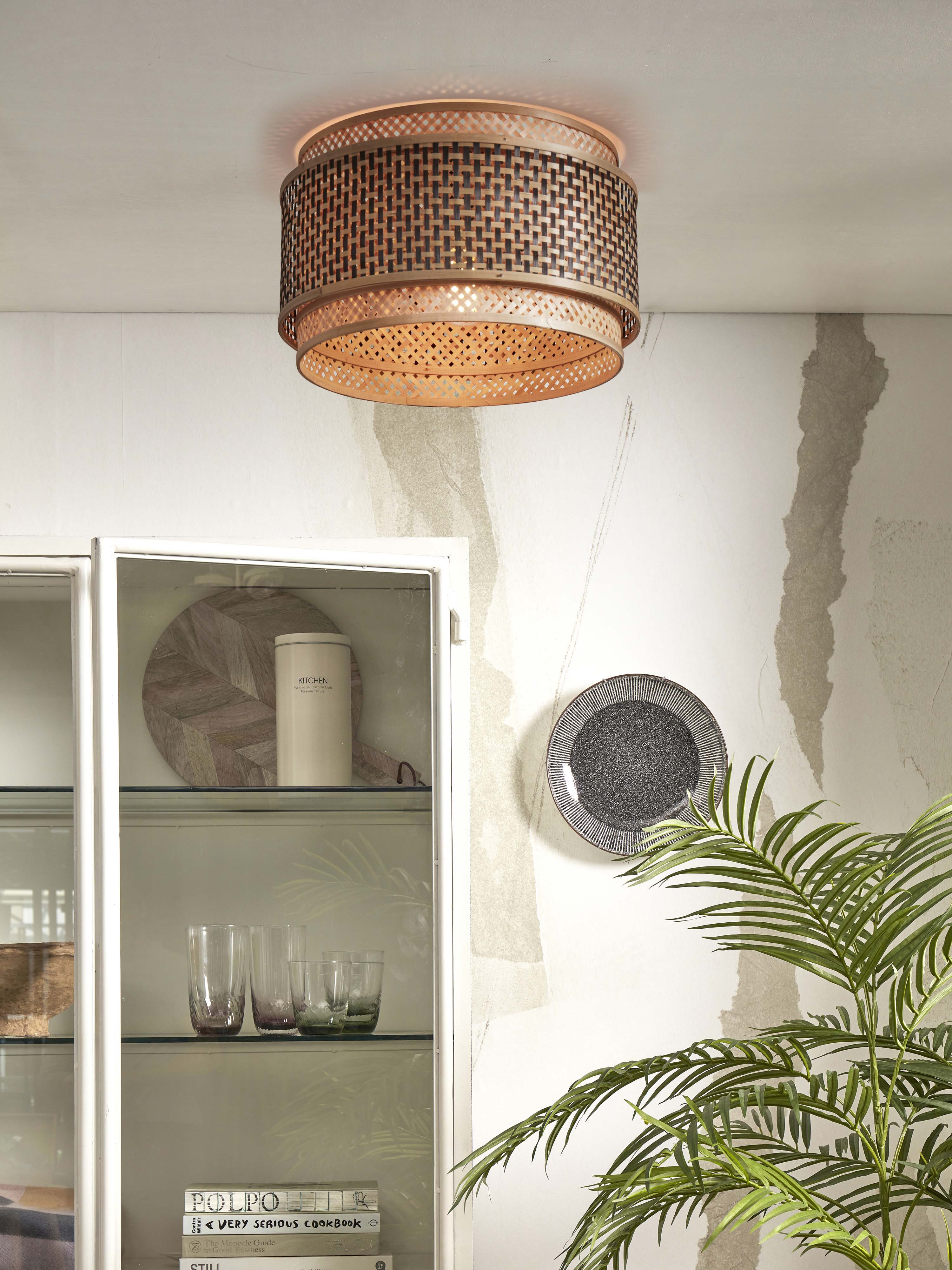 GOOD&MOJO Plafondlamp 'Bhutan' Bamboe, 40cm, kleur Zwart/Naturel