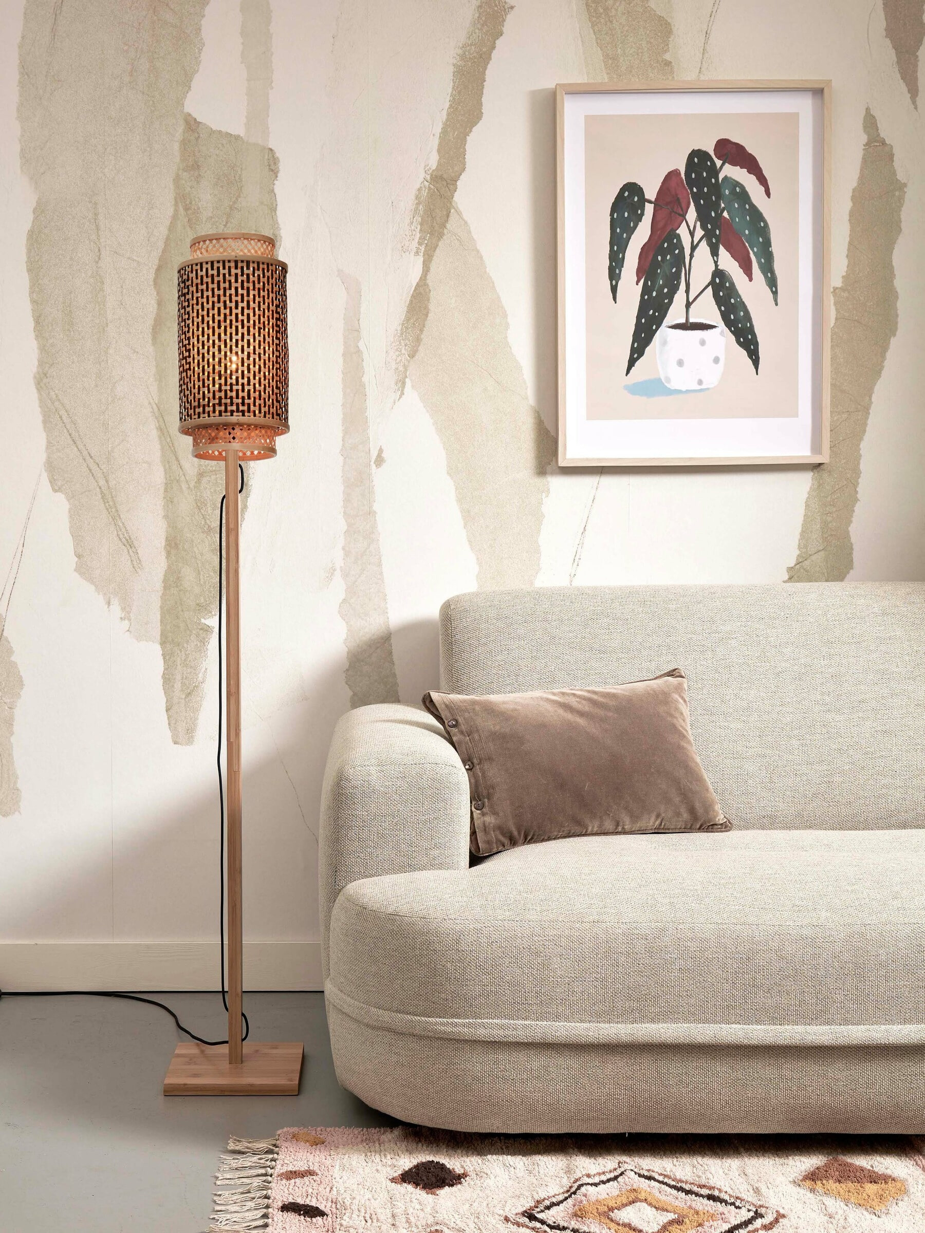 GOOD&MOJO Vloerlamp 'Bhutan' Bamboe, 145cm, kleur Naturel