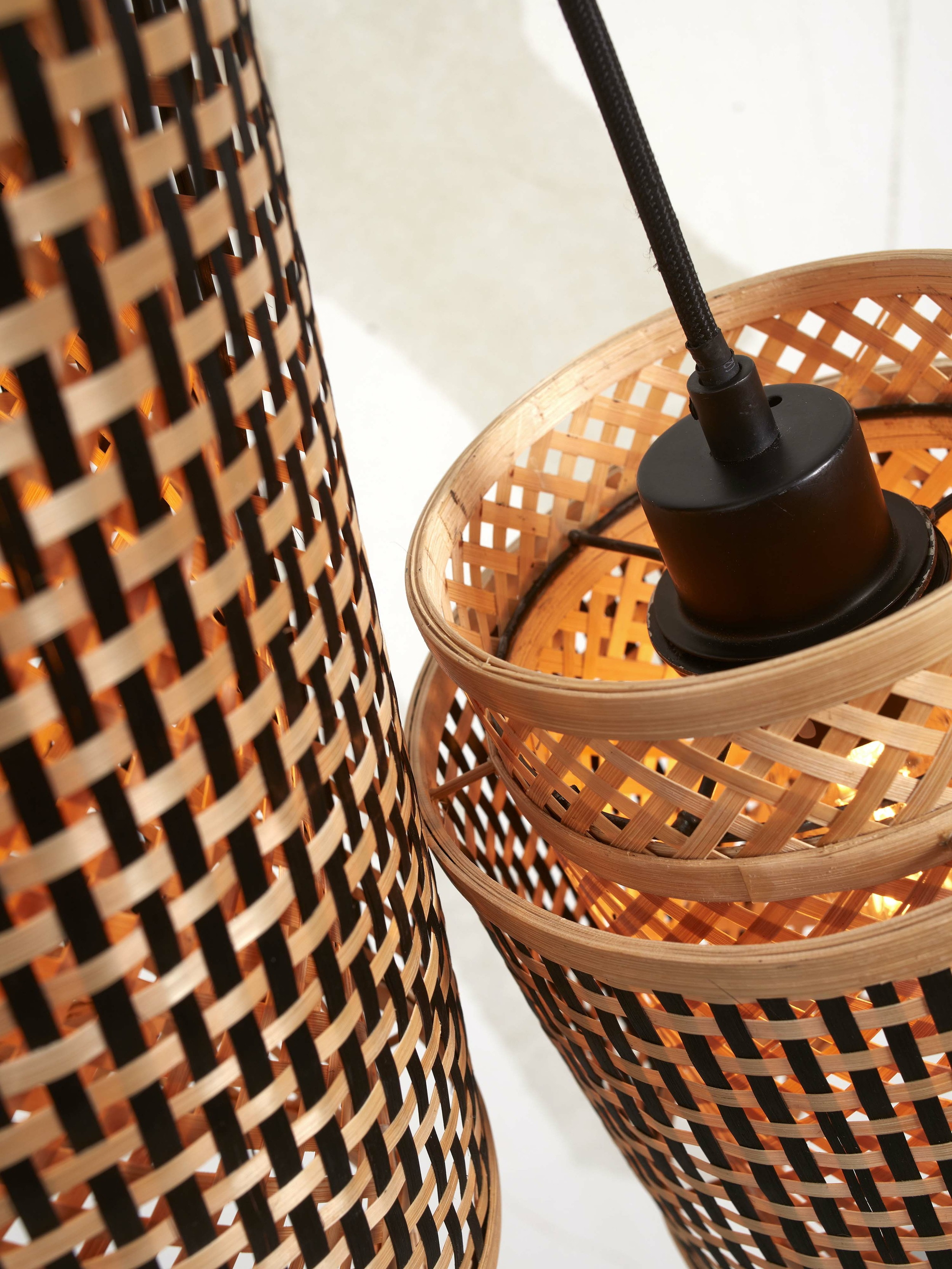 GOOD&MOJO Hanglamp 'Bhutan' 2-lamps, Bamboe, kleur Naturel