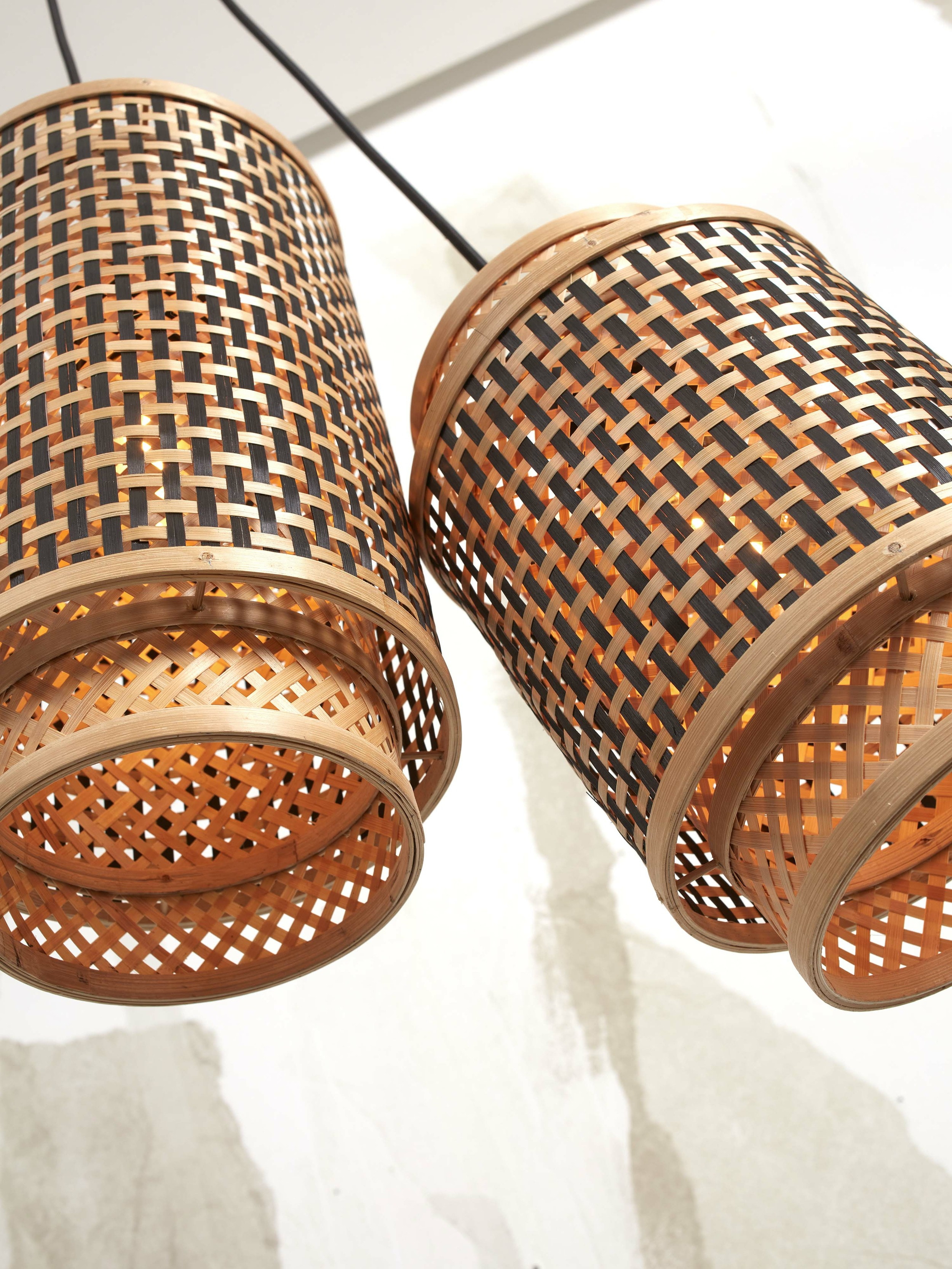 GOOD&MOJO Hanglamp 'Bhutan' 2-lamps, Bamboe, kleur Naturel