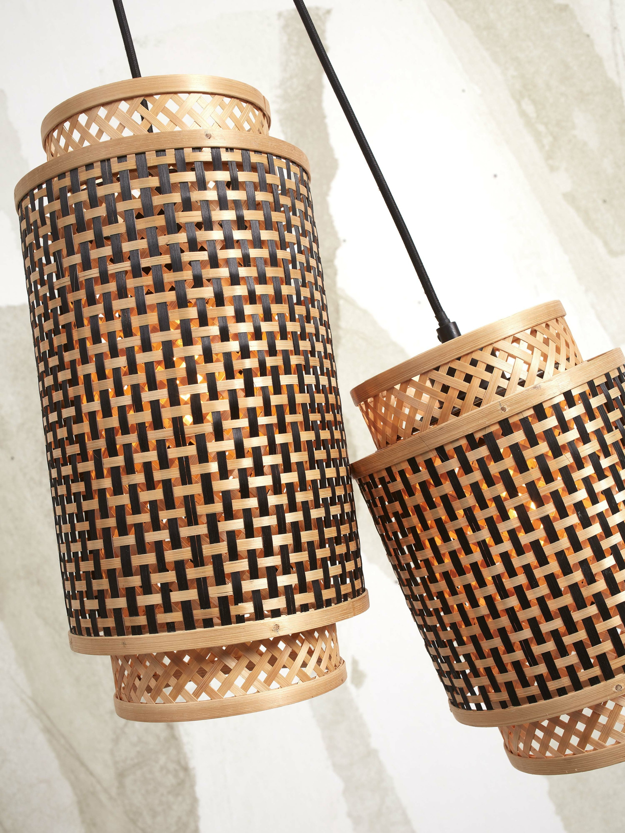 GOOD&MOJO Hanglamp 'Bhutan' 2-lamps, Bamboe, kleur Naturel