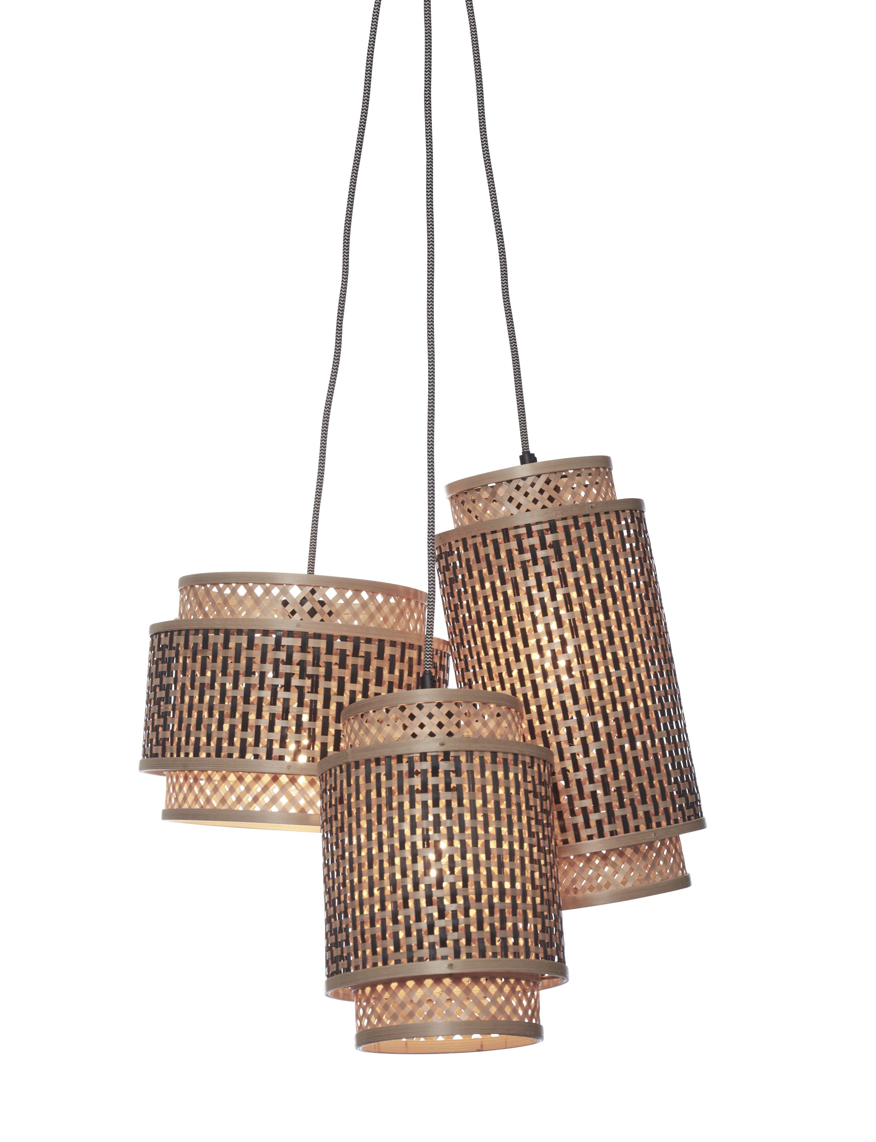 GOOD&MOJO Hanglamp 'Bhutan' 3-lamps, Bamboe, kleur Naturel