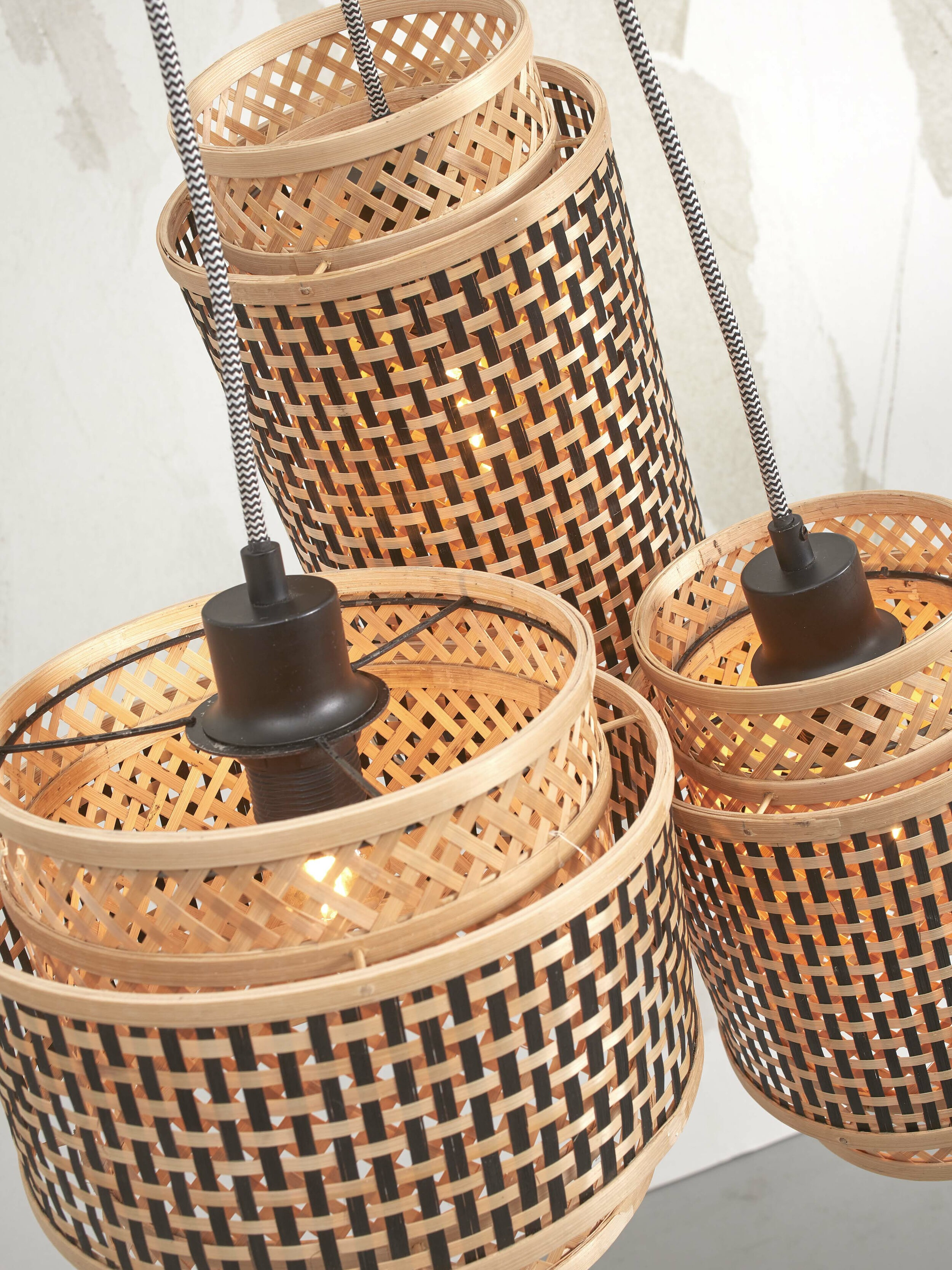 GOOD&MOJO Hanglamp 'Bhutan' 3-lamps, Bamboe, kleur Naturel