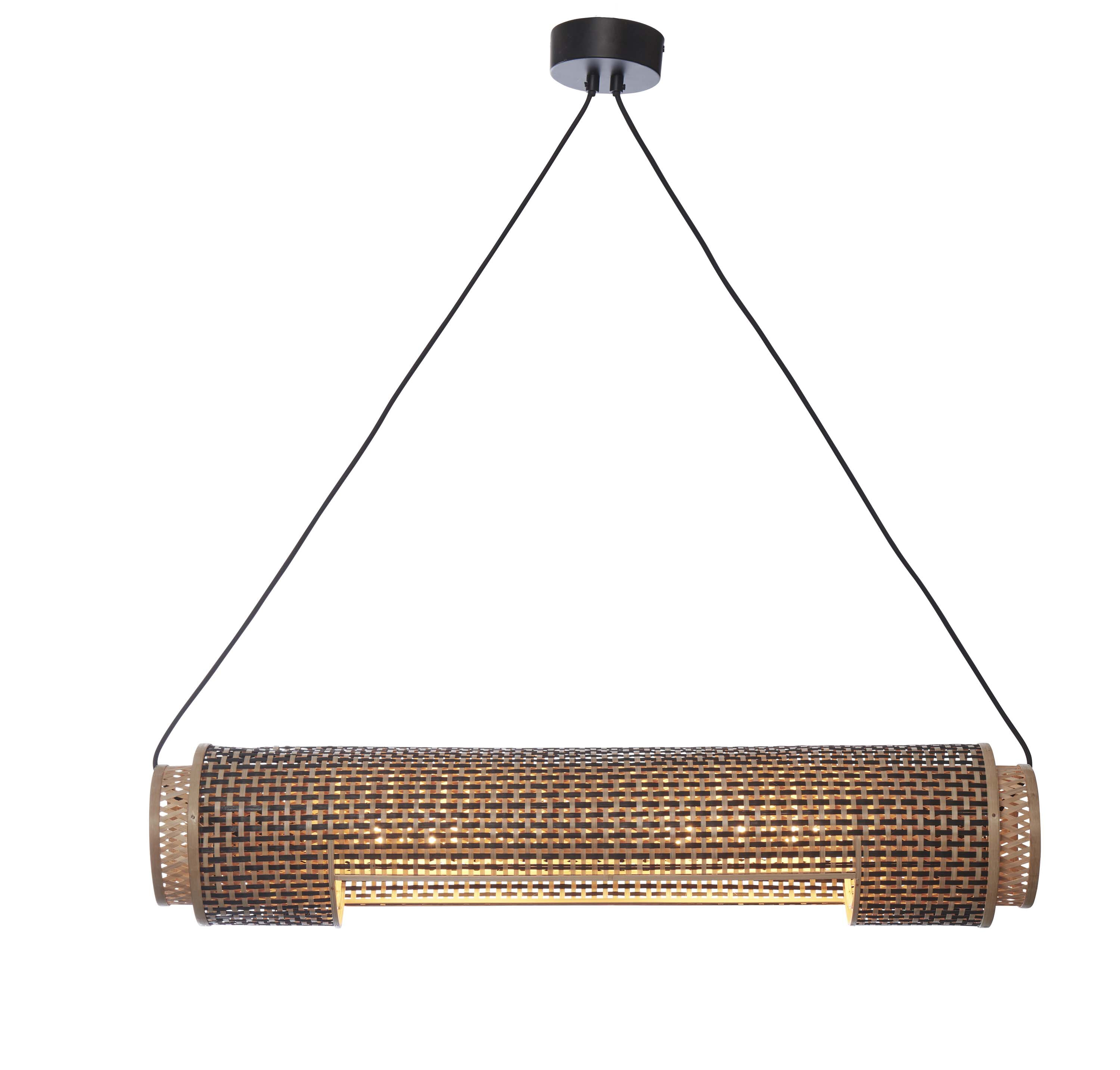 GOOD&MOJO Hanglamp 'Bhutan' Bamboe, 85cm, kleur Zwart/Naturel