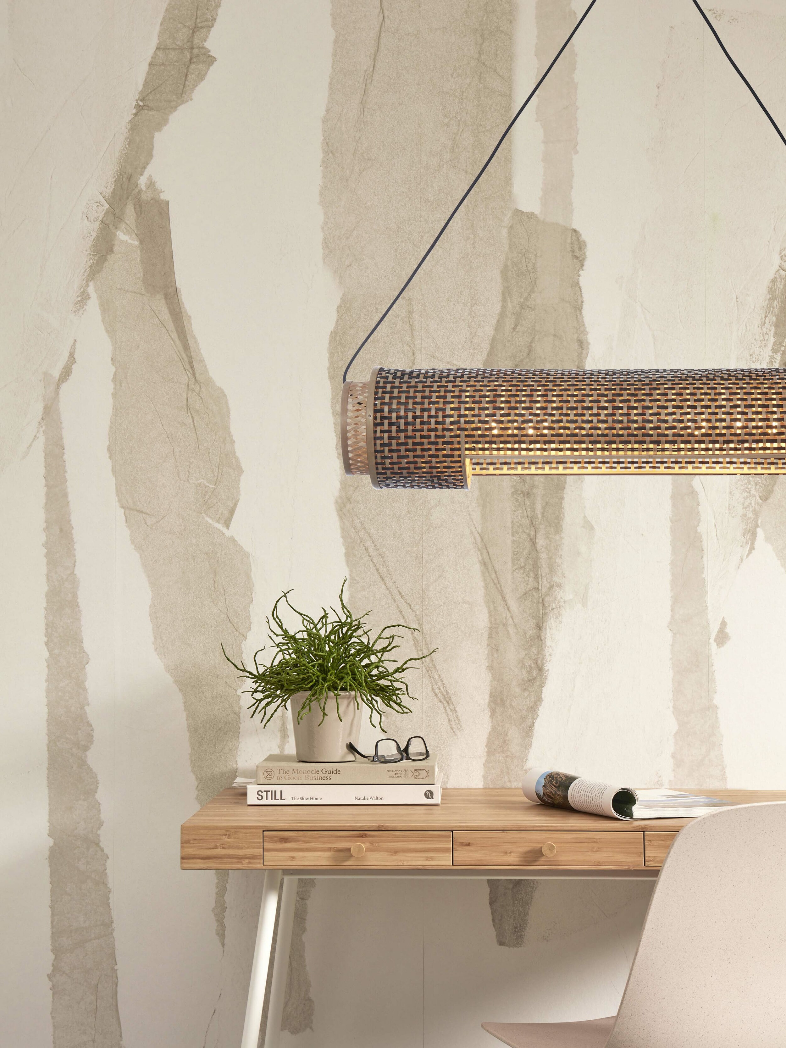 GOOD&MOJO Hanglamp 'Bhutan' Bamboe, 85cm, kleur Zwart/Naturel