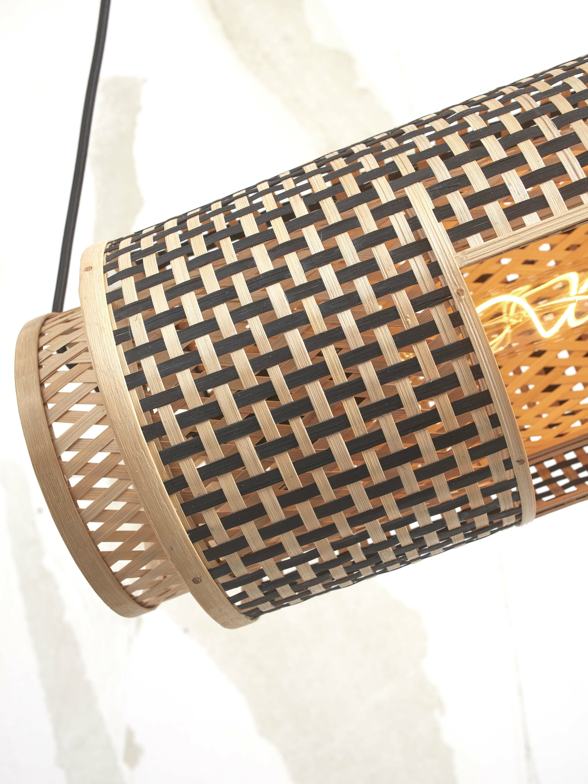 GOOD&MOJO Hanglamp 'Bhutan' Bamboe, 85cm, kleur Zwart/Naturel