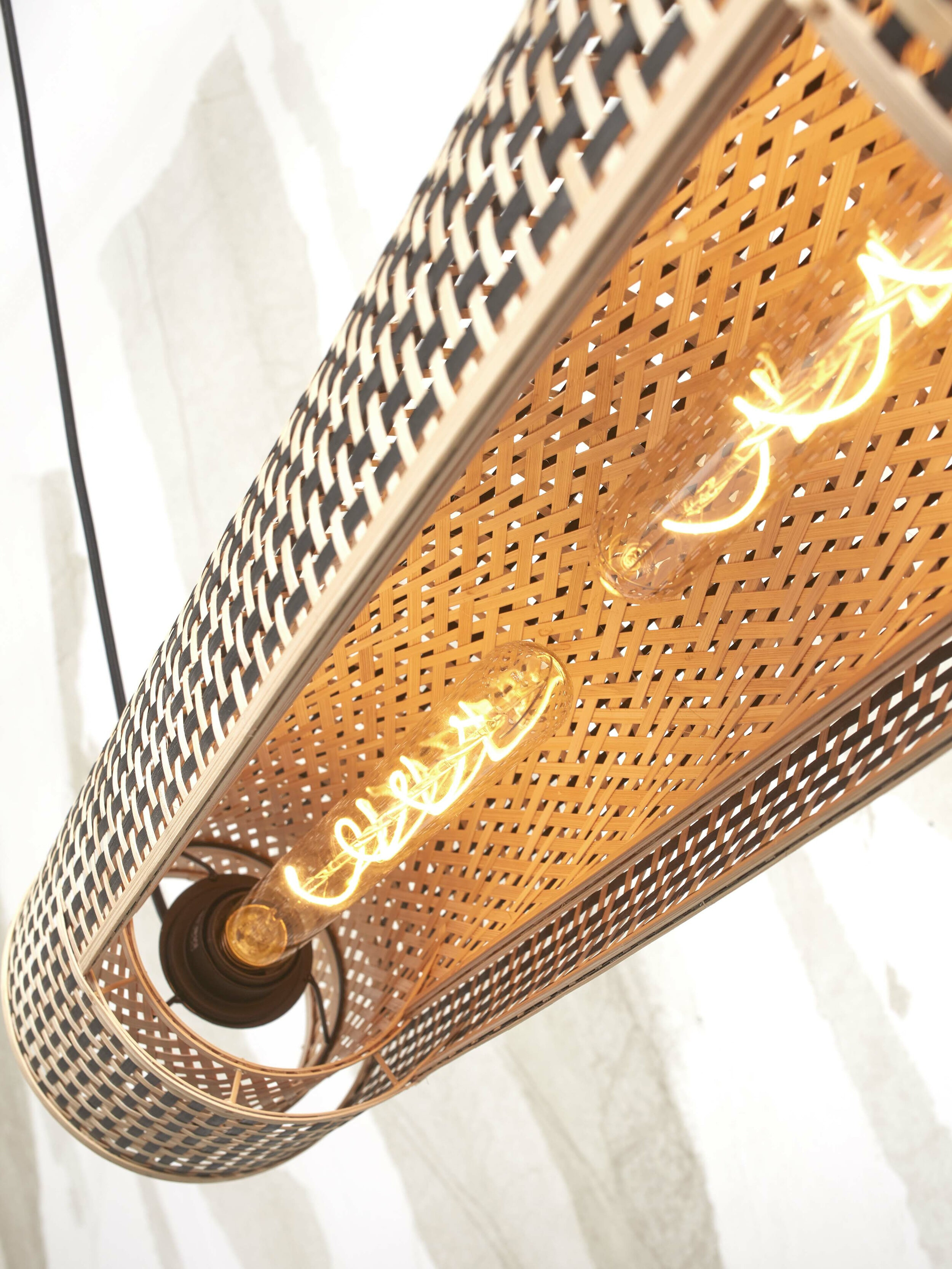 GOOD&MOJO Hanglamp 'Bhutan' Bamboe, 85cm, kleur Zwart/Naturel
