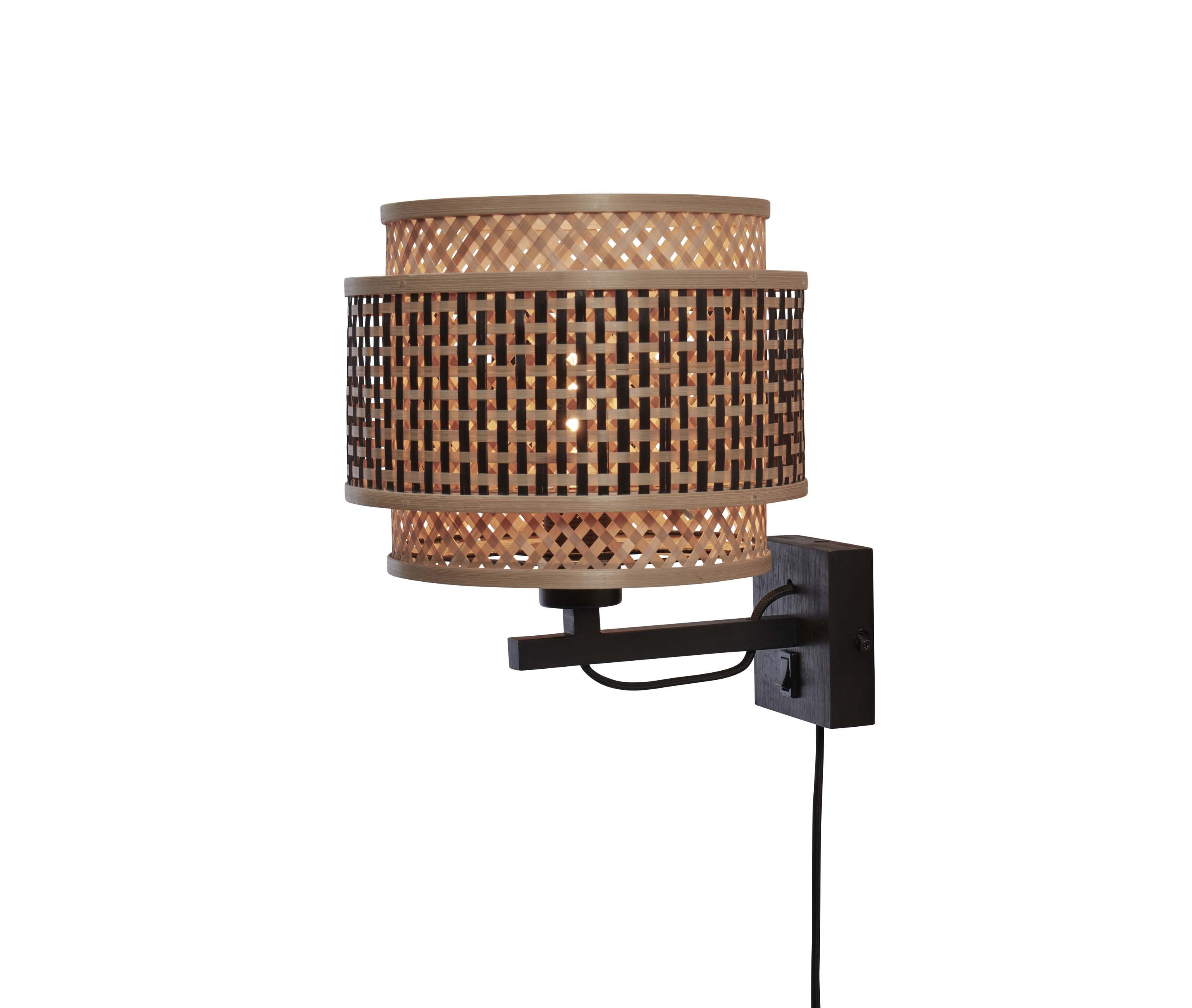 GOOD&MOJO Wandlamp 'Bhutan' Bamboe, 25cm, kleur Zwart/Naturel