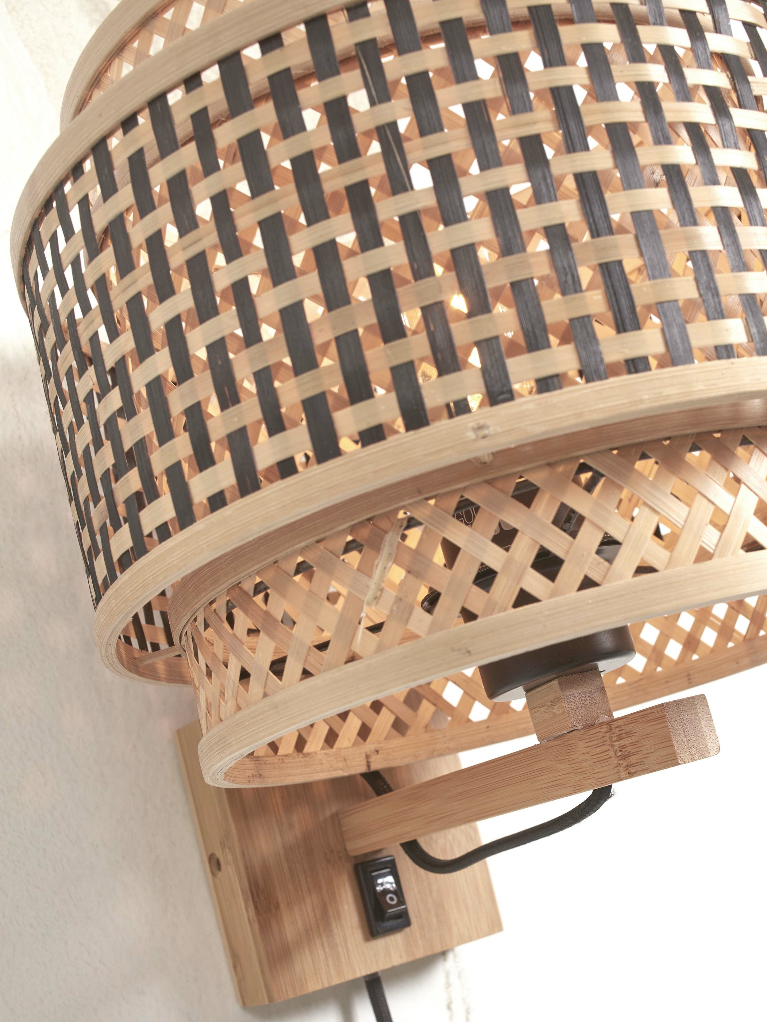 GOOD&MOJO Wandlamp 'Bhutan' Bamboe, 25cm, kleur Naturel/Zwart