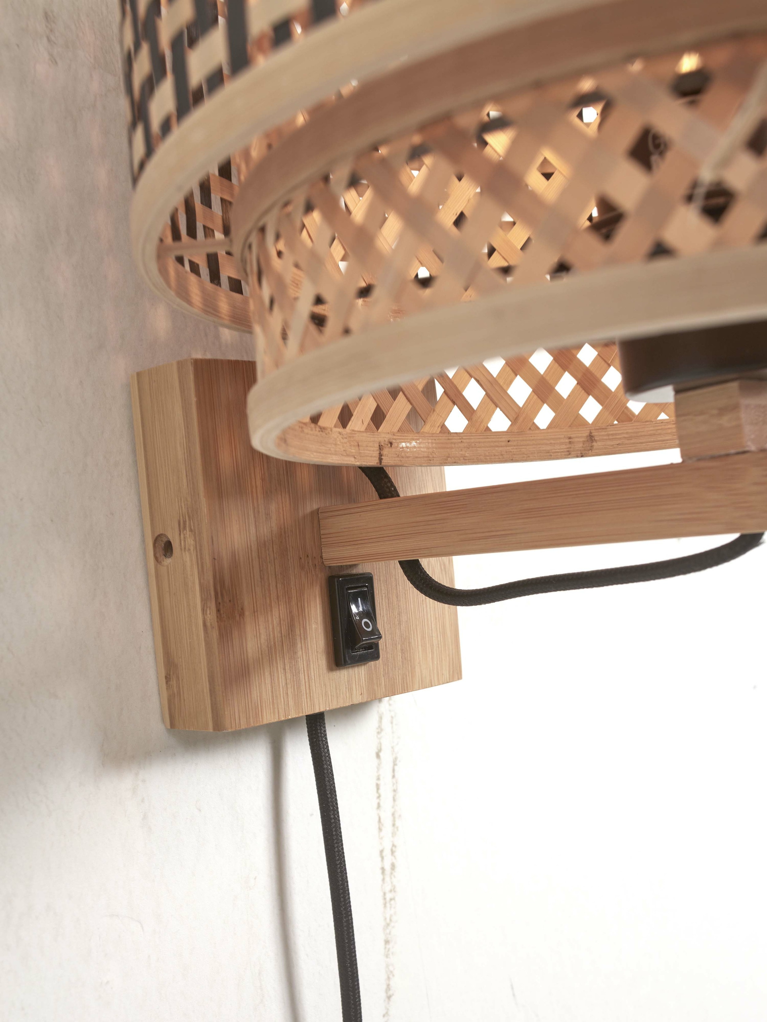 GOOD&MOJO Wandlamp 'Bhutan' Bamboe, 25cm, kleur Naturel/Zwart