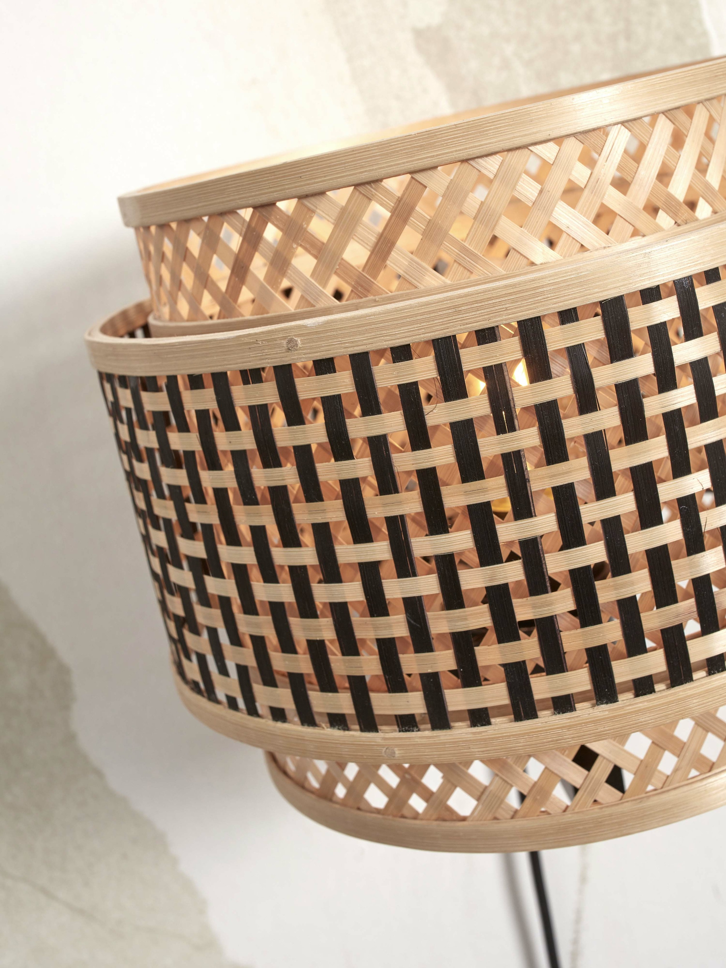 GOOD&MOJO Wandlamp 'Bhutan' Bamboe, 25cm, kleur Naturel/Zwart