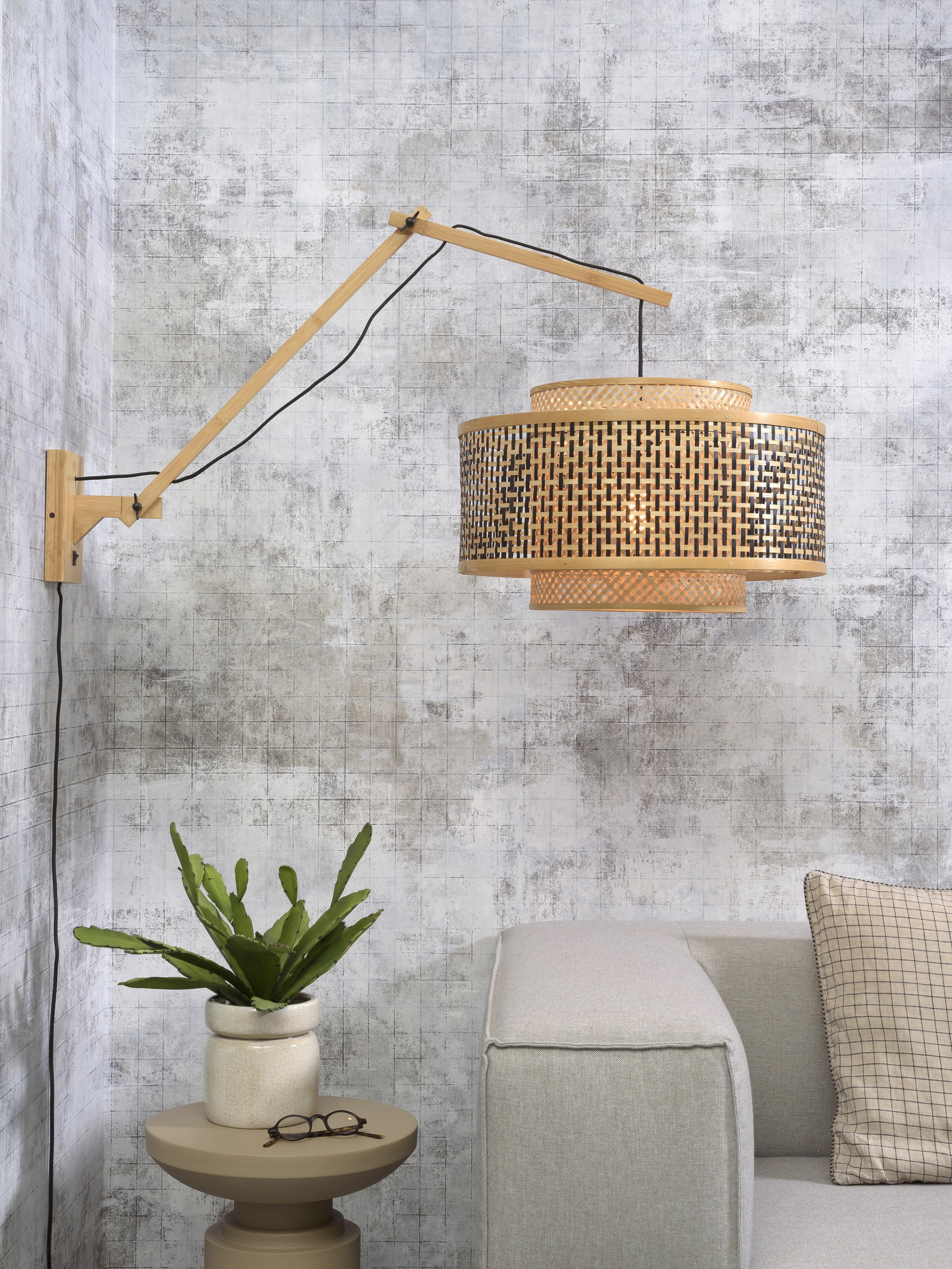GOOD&MOJO Wandlamp 'Bhutan' Large, Ø50cm, Bamboe, kleur Naturel