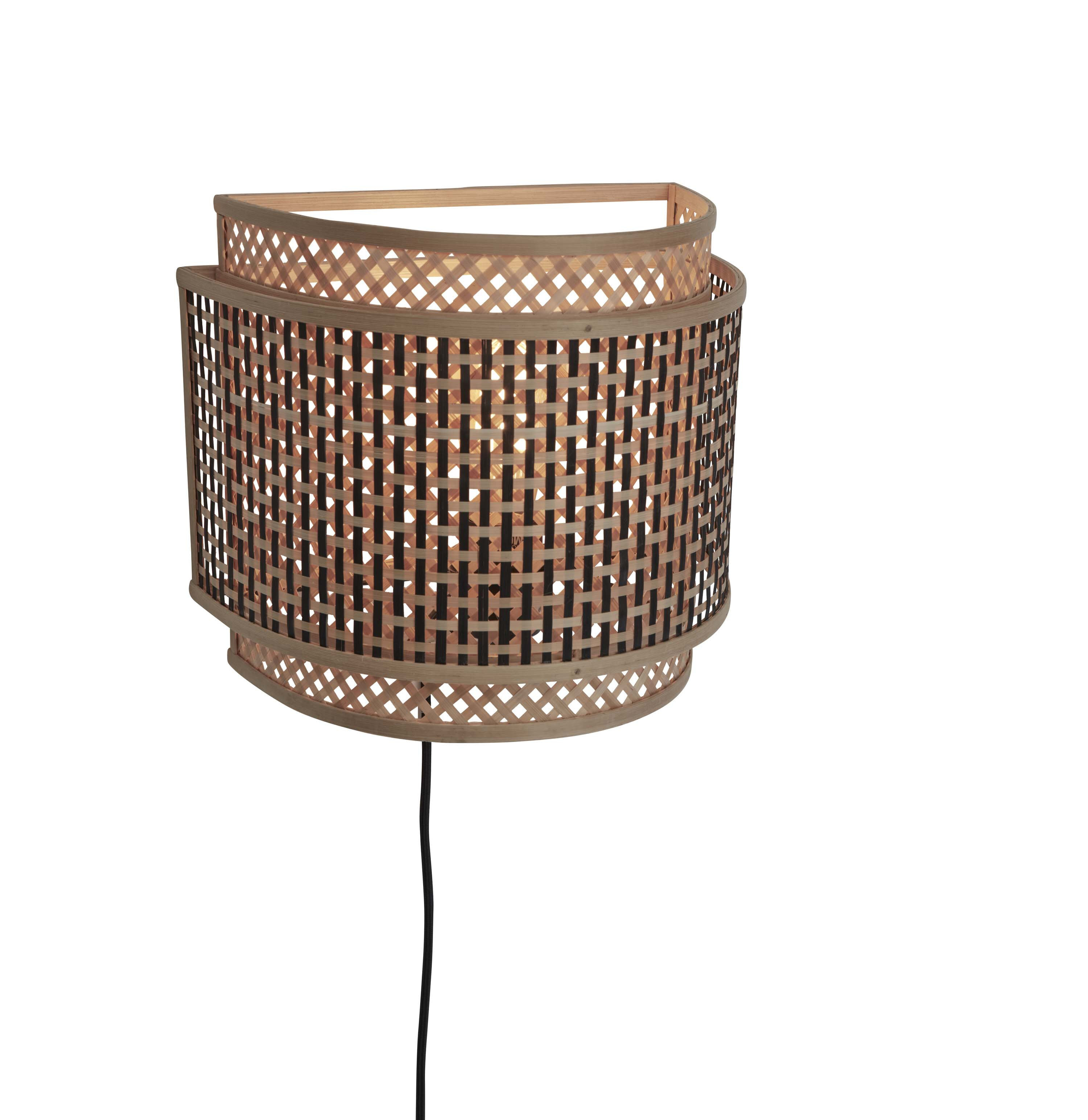 GOOD&MOJO Wandlamp 'Bhutan' Bamboe, 27 x 32cm, kleur Naturel/Zwart