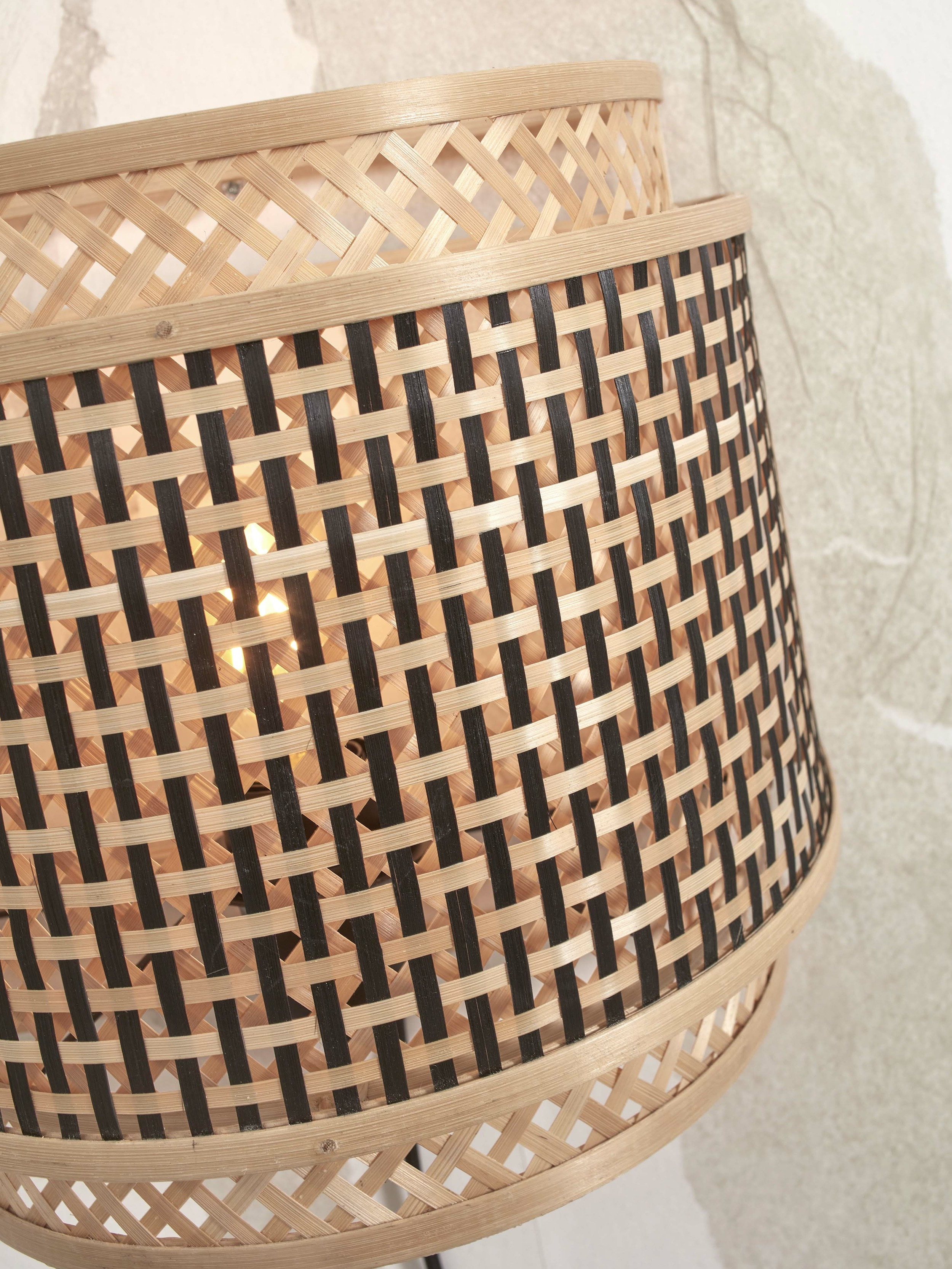 GOOD&MOJO Wandlamp 'Bhutan' Bamboe, 27 x 32cm, kleur Naturel/Zwart