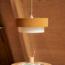 Kave Home Hanglamp 'Bianella' Katoen en rib, kleur Mosterdgeel
