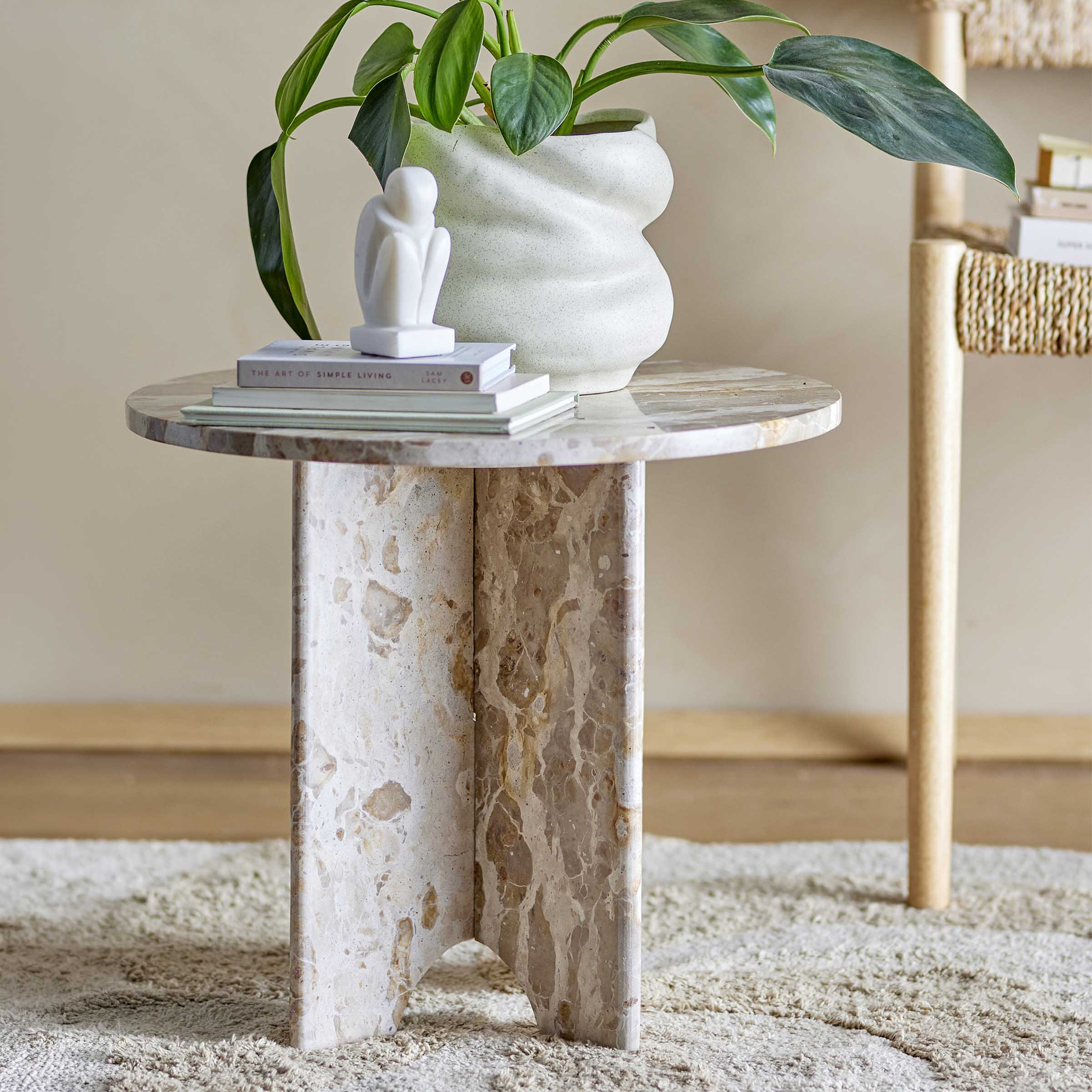 Bloomingville Ronde Bijzettafel Jasmia Marmer 46cm - Bruin