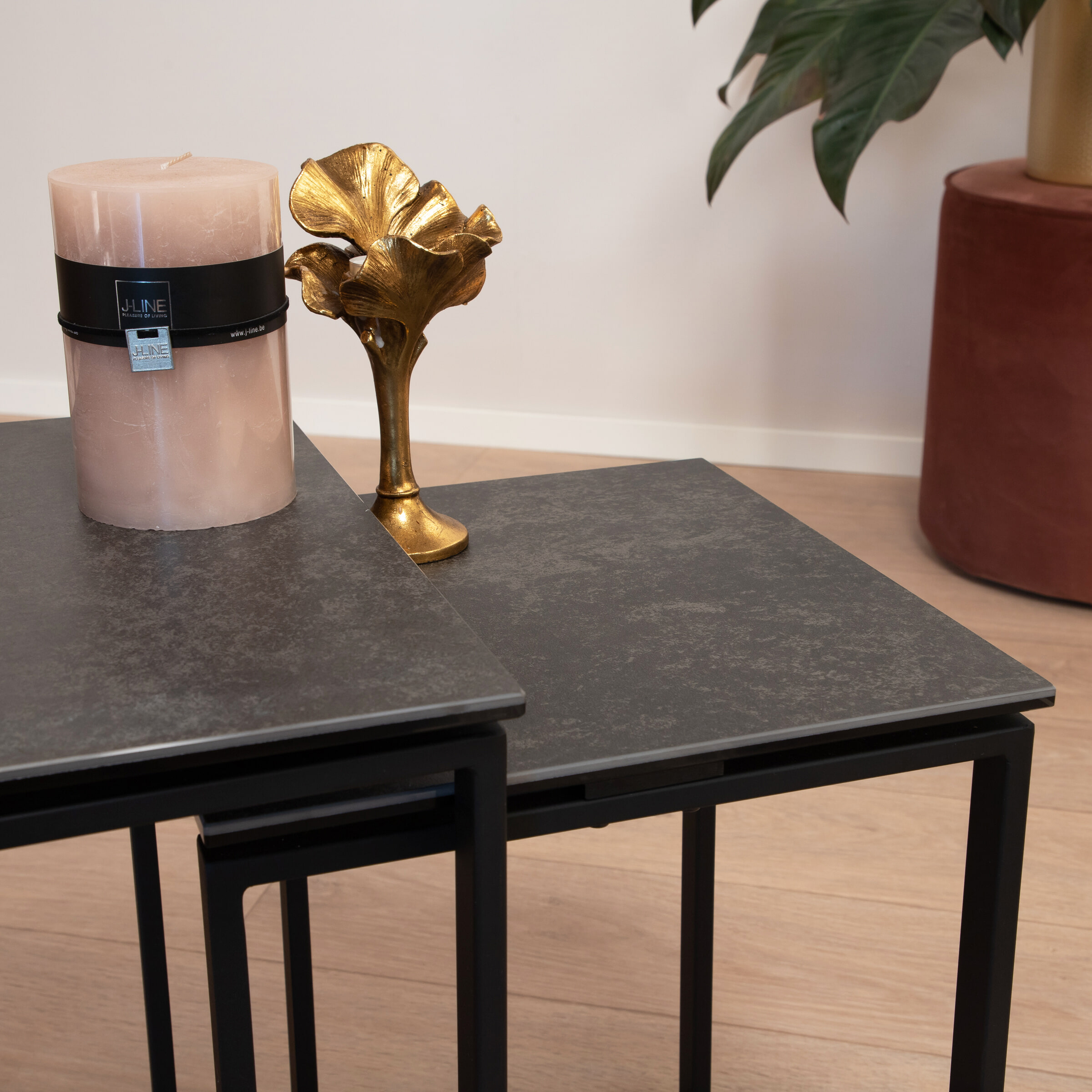 Sohome Bijzettafel 'Parker' Keramiek, Set van 3 stuks, kleur Zwart