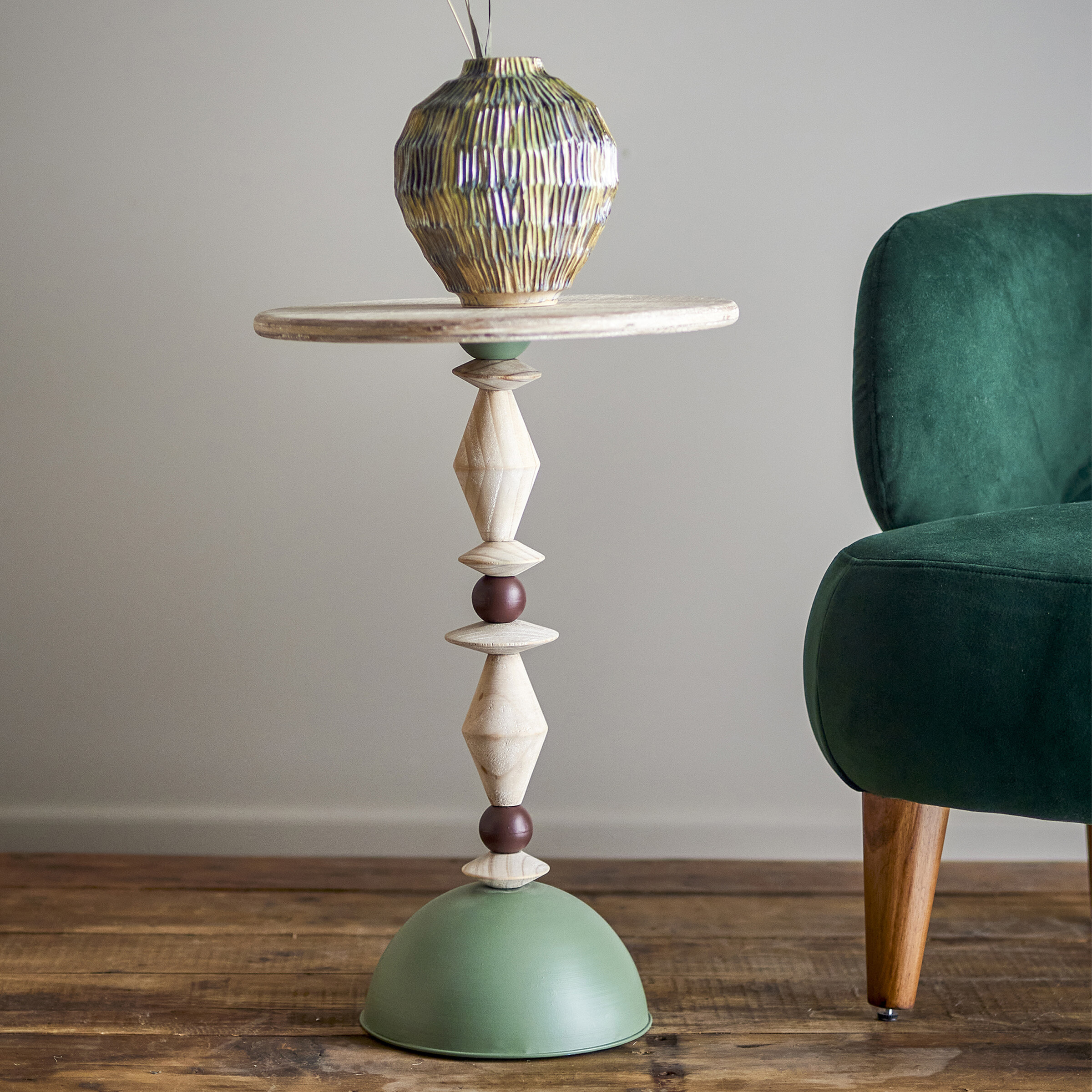 Bloomingville Ronde Bijzettafel Mannelli 40cm - Groen