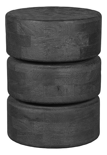 LABEL51 Ronde Bijzettafel 'Milly' Mangohout, 35cm, kleur Zwart
