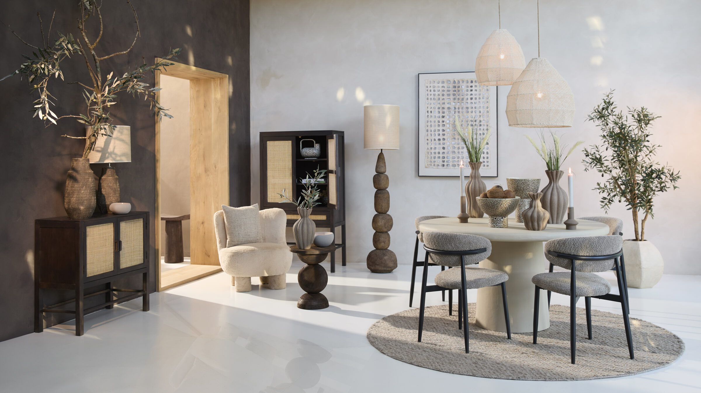 Light & Living Hanglamp 'Makassar' 42cm, kleur Crème