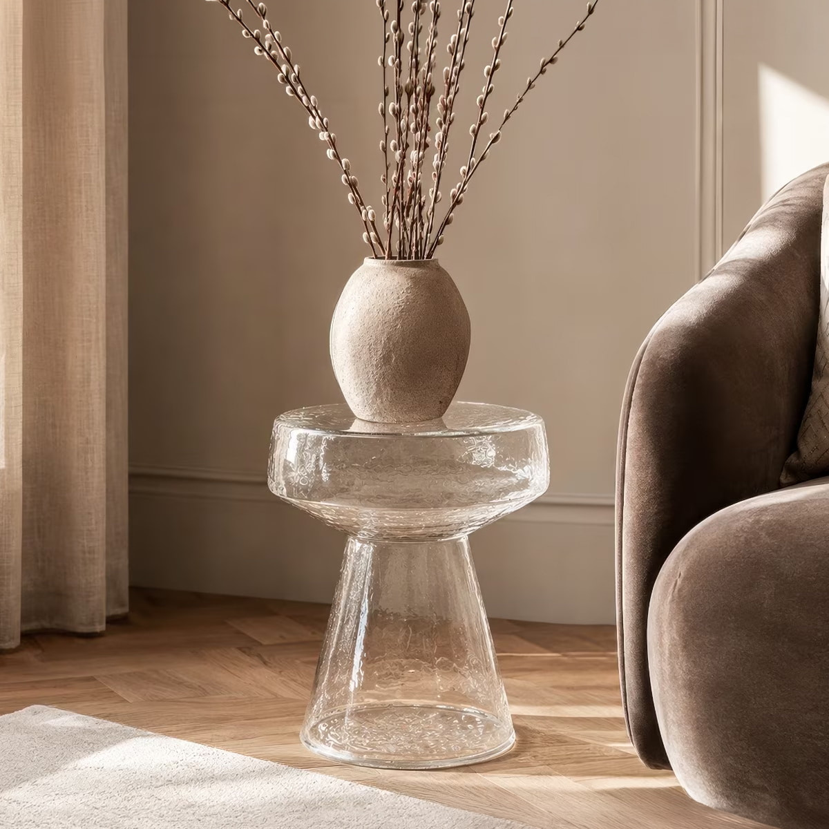 Brix Ronde Bijzettafel Bo Glas, Ø37cm - Transparant