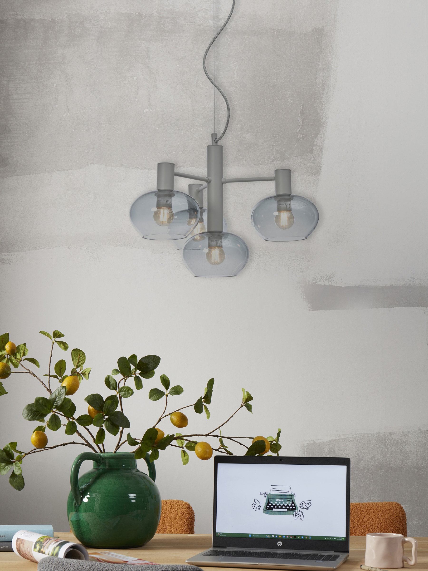 its about RoMi Hanglamp 'Bologna' 4-lamps, kleur Lichtgrijs