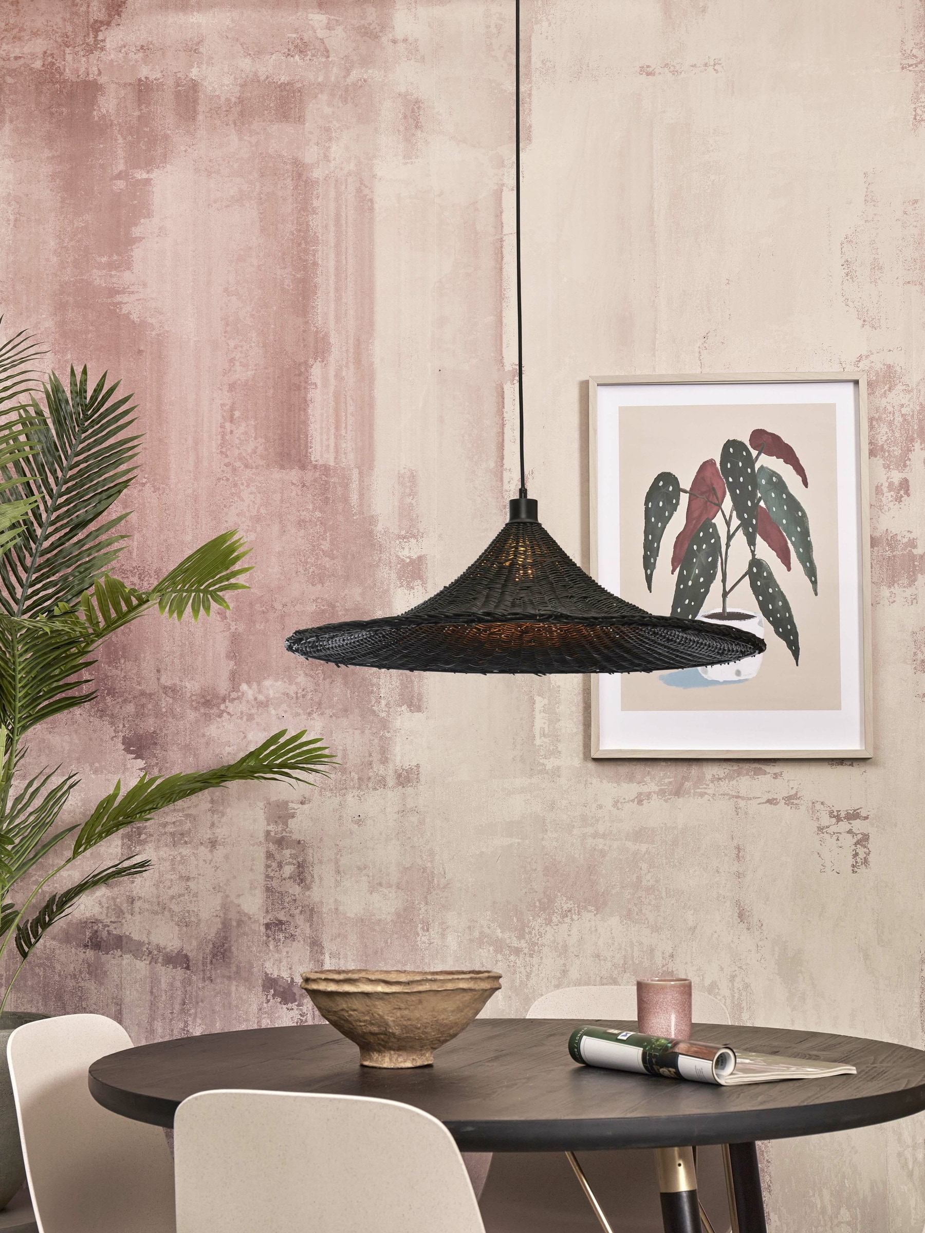 GOOD&MOJO Hanglamp 'Borabora' Rotan, 70cm, kleur Zwart