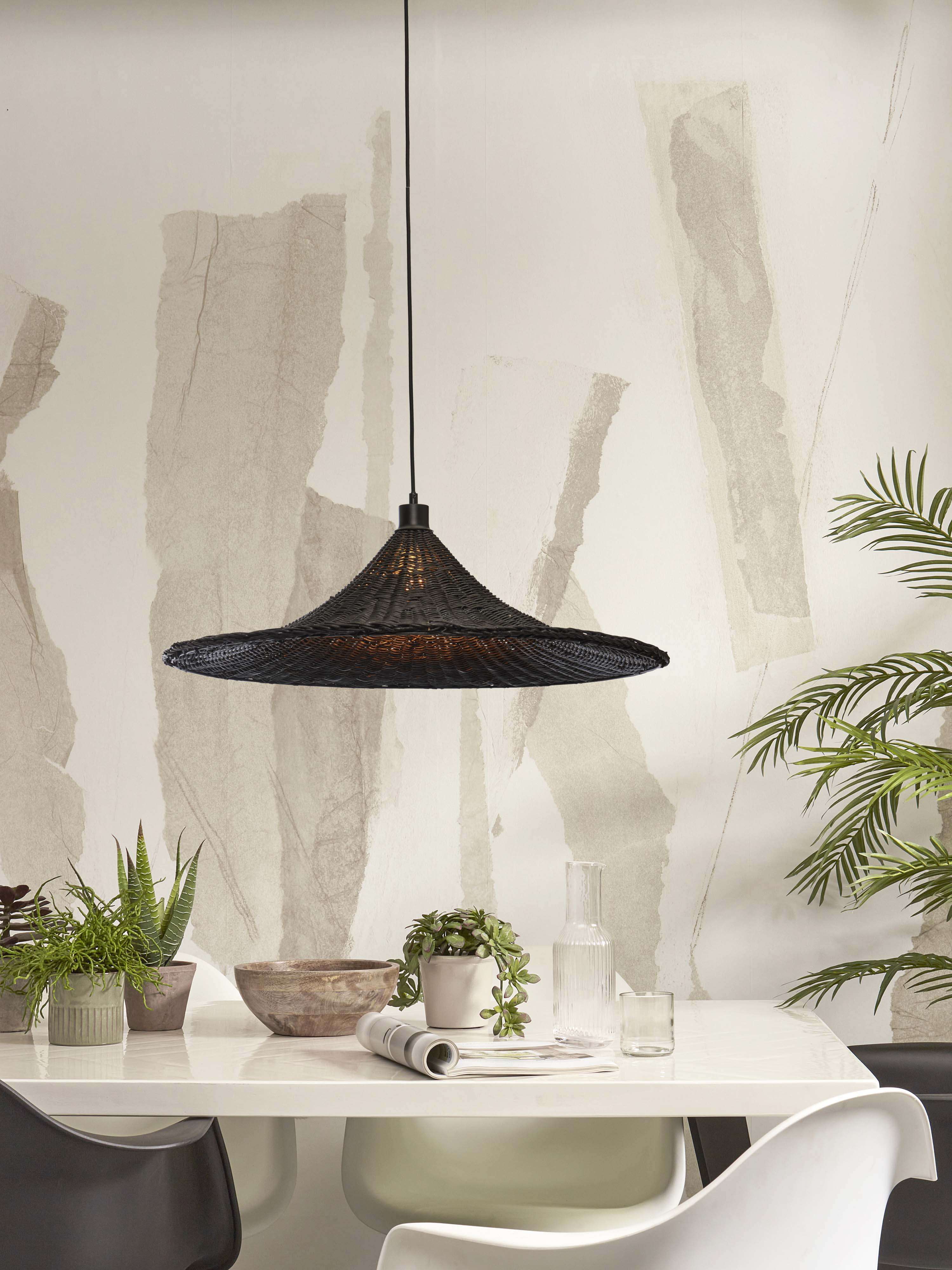 GOOD&MOJO Hanglamp 'Borabora' Rotan, 70cm, kleur Zwart