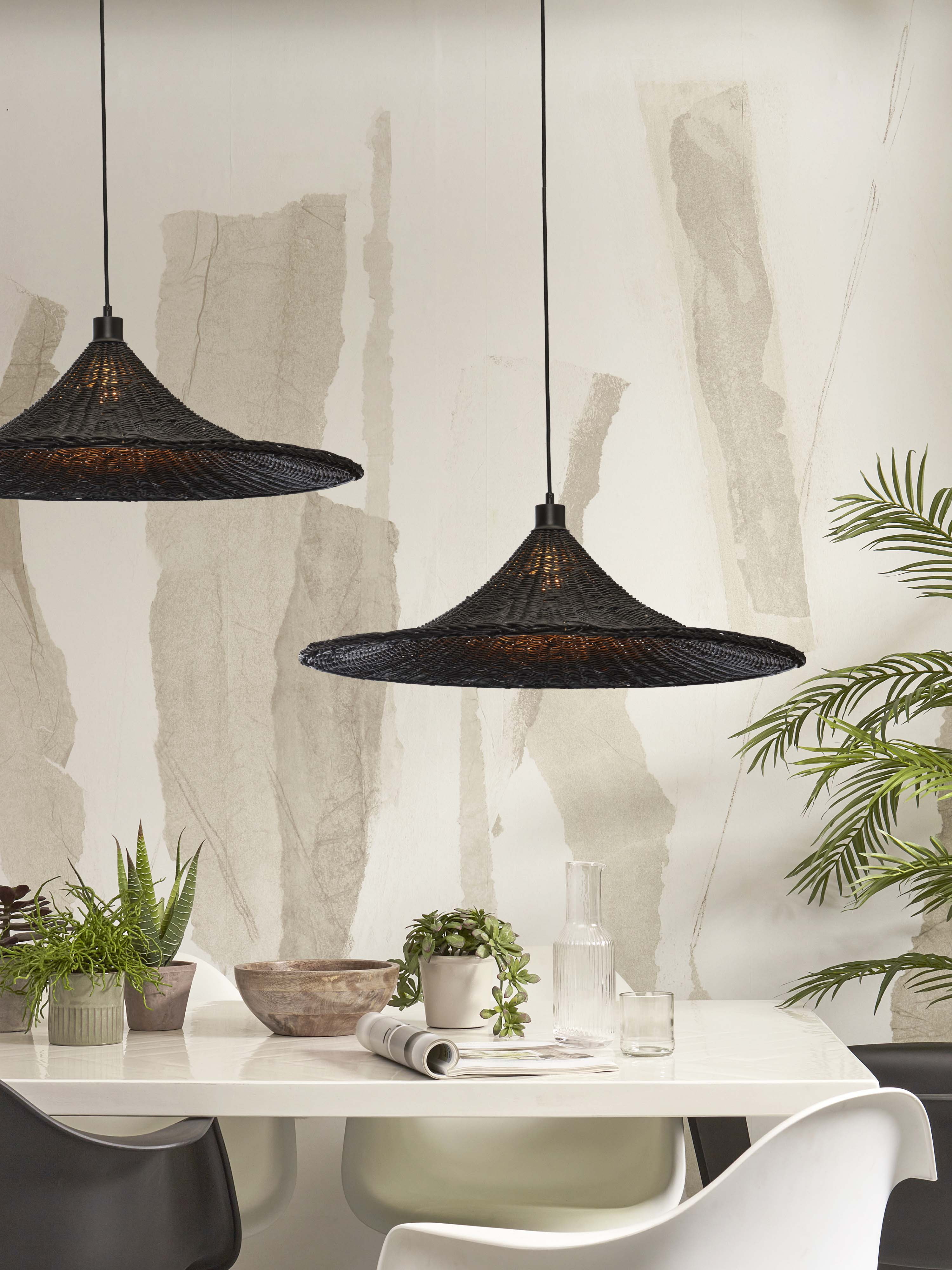 GOOD&MOJO Hanglamp 'Borabora' Rotan, 70cm, kleur Zwart