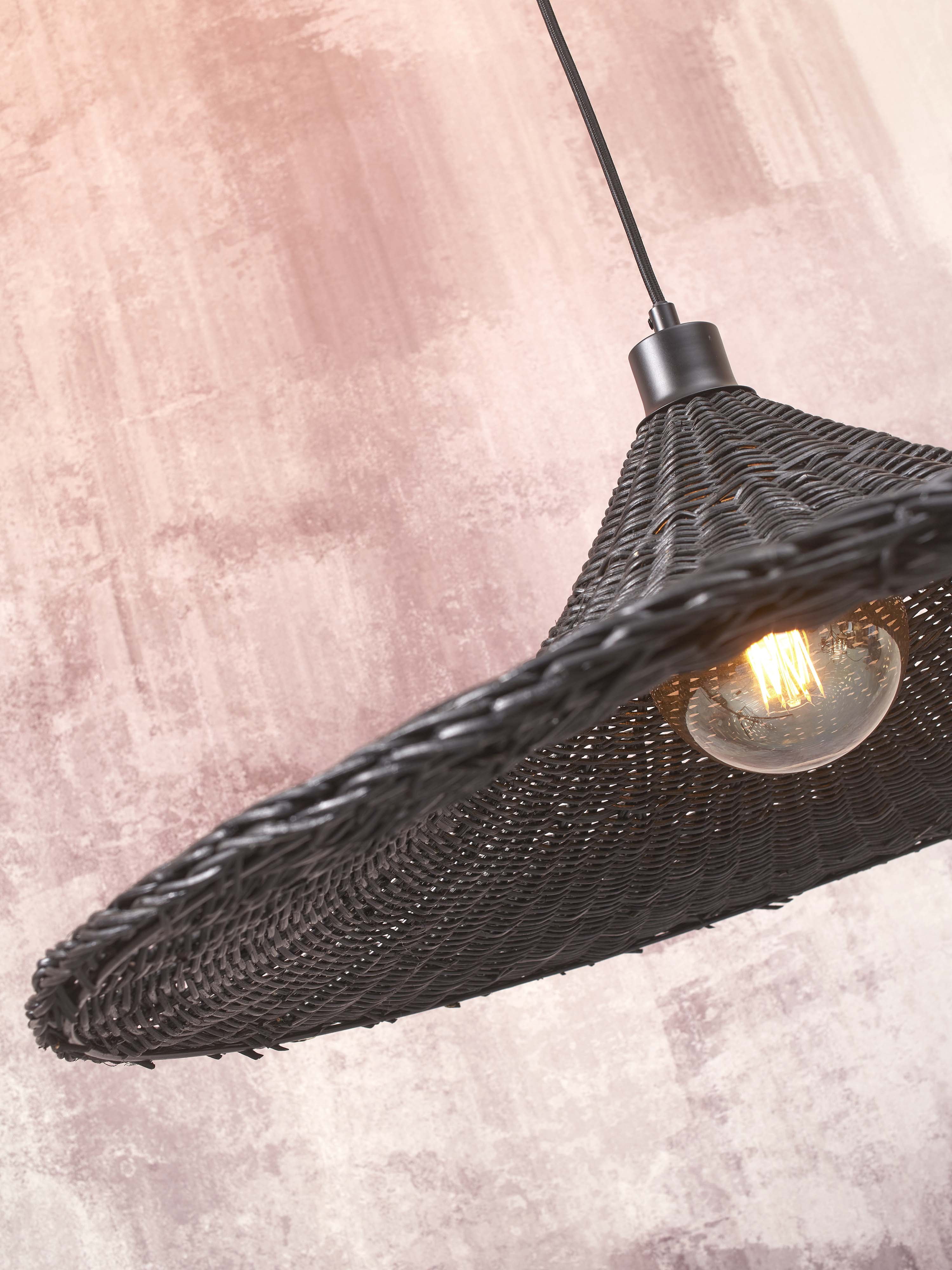 GOOD&MOJO Hanglamp 'Borabora' Rotan, 70cm, kleur Zwart