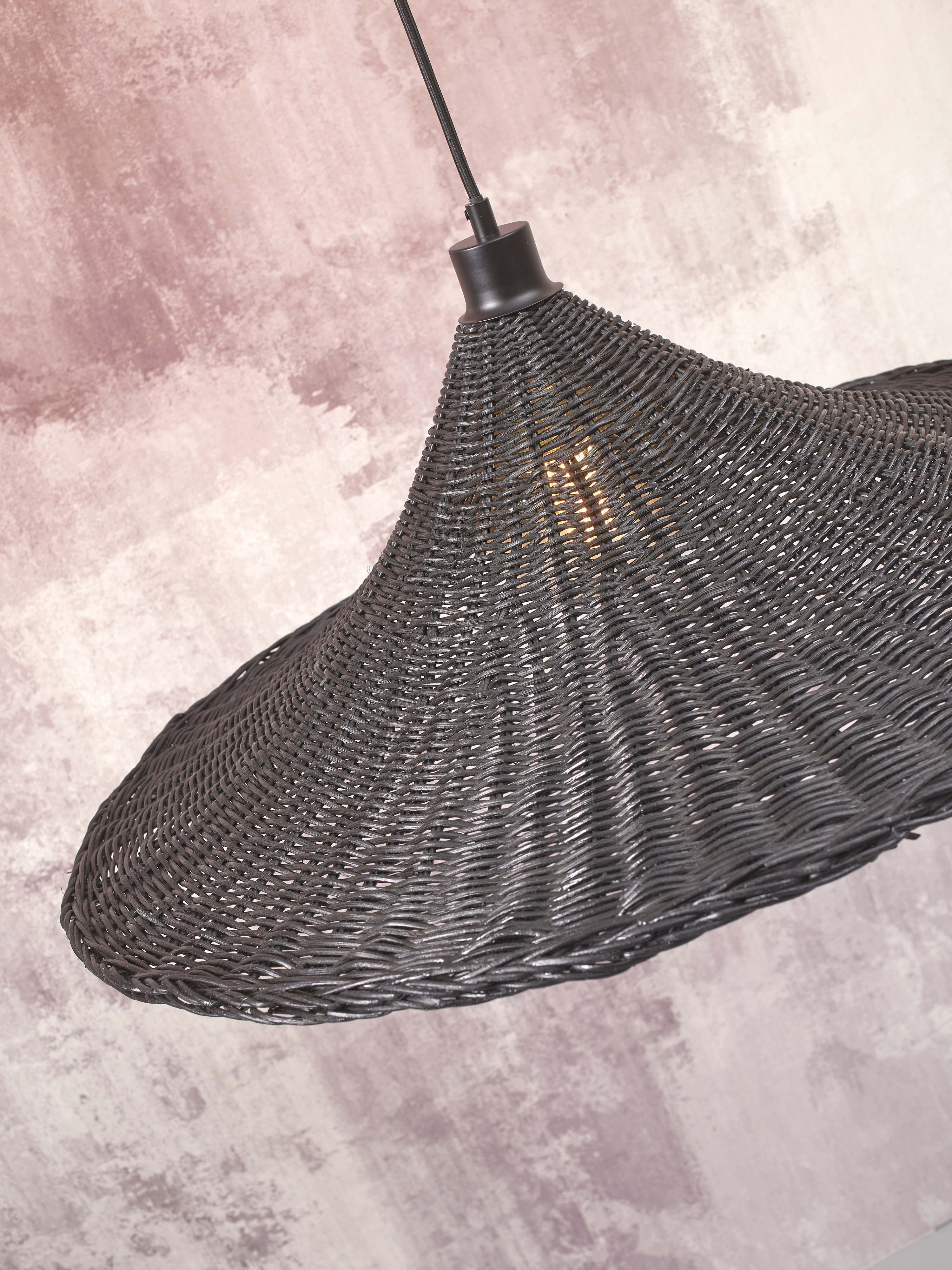GOOD&MOJO Hanglamp 'Borabora' Rotan, 70cm, kleur Zwart