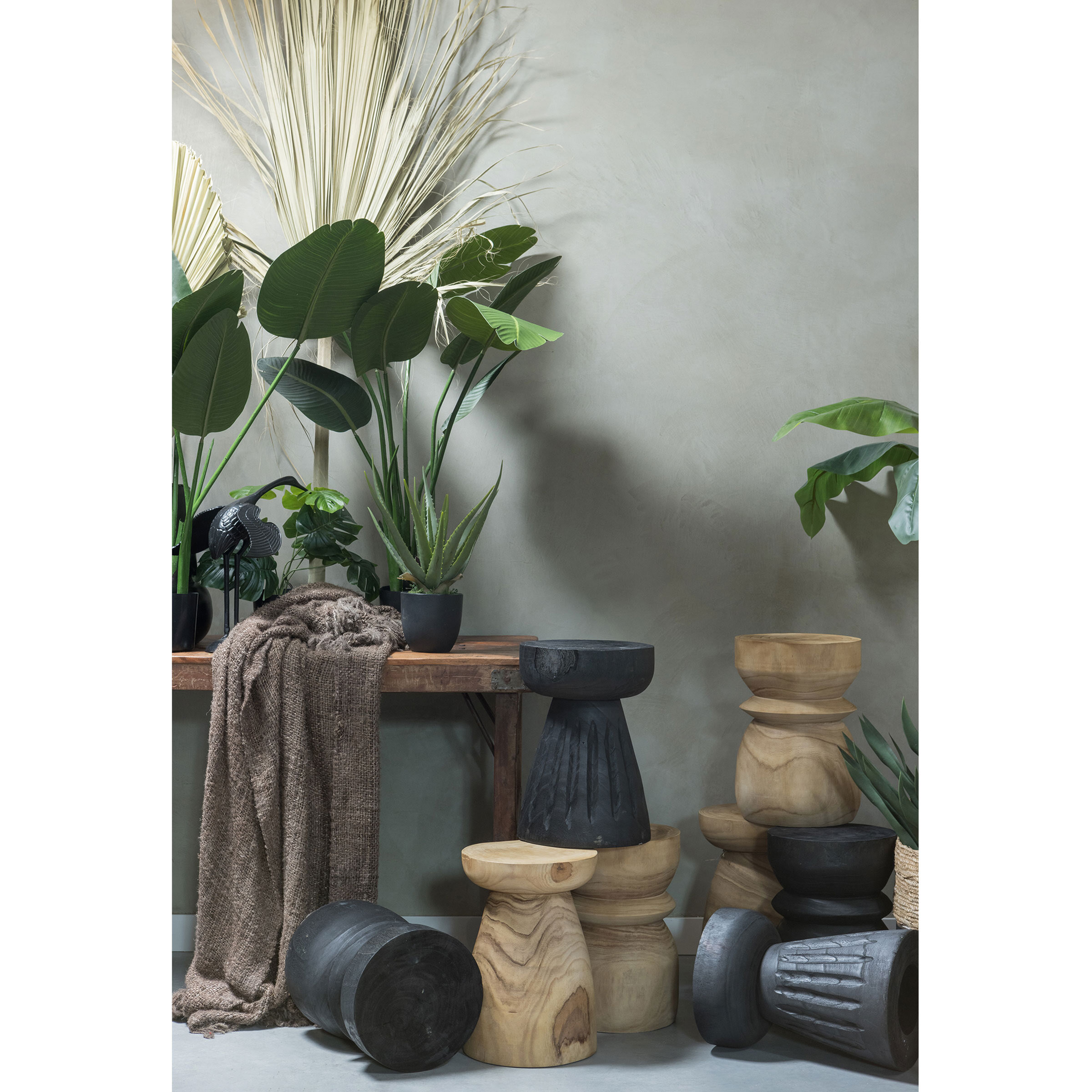 WOOOD Krukje 'Bikkel', kleur Naturel, Ø28cm