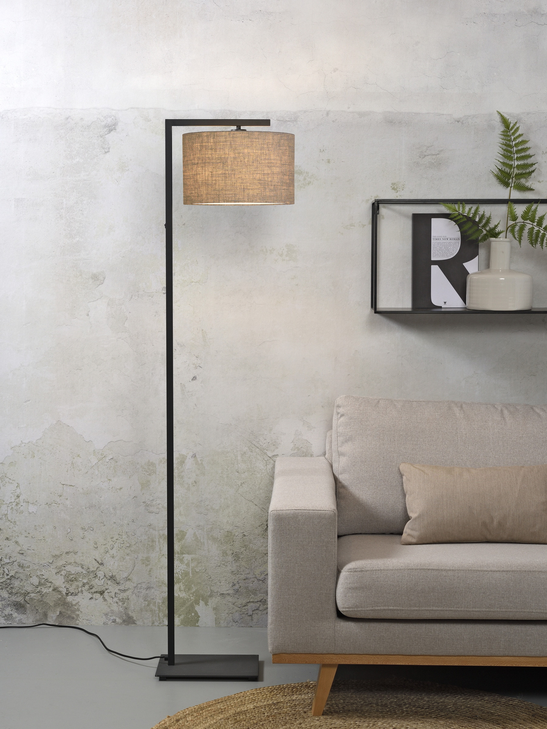 its about RoMi Vloerlamp 'Boston' 160cm, kleur Donkerbeige