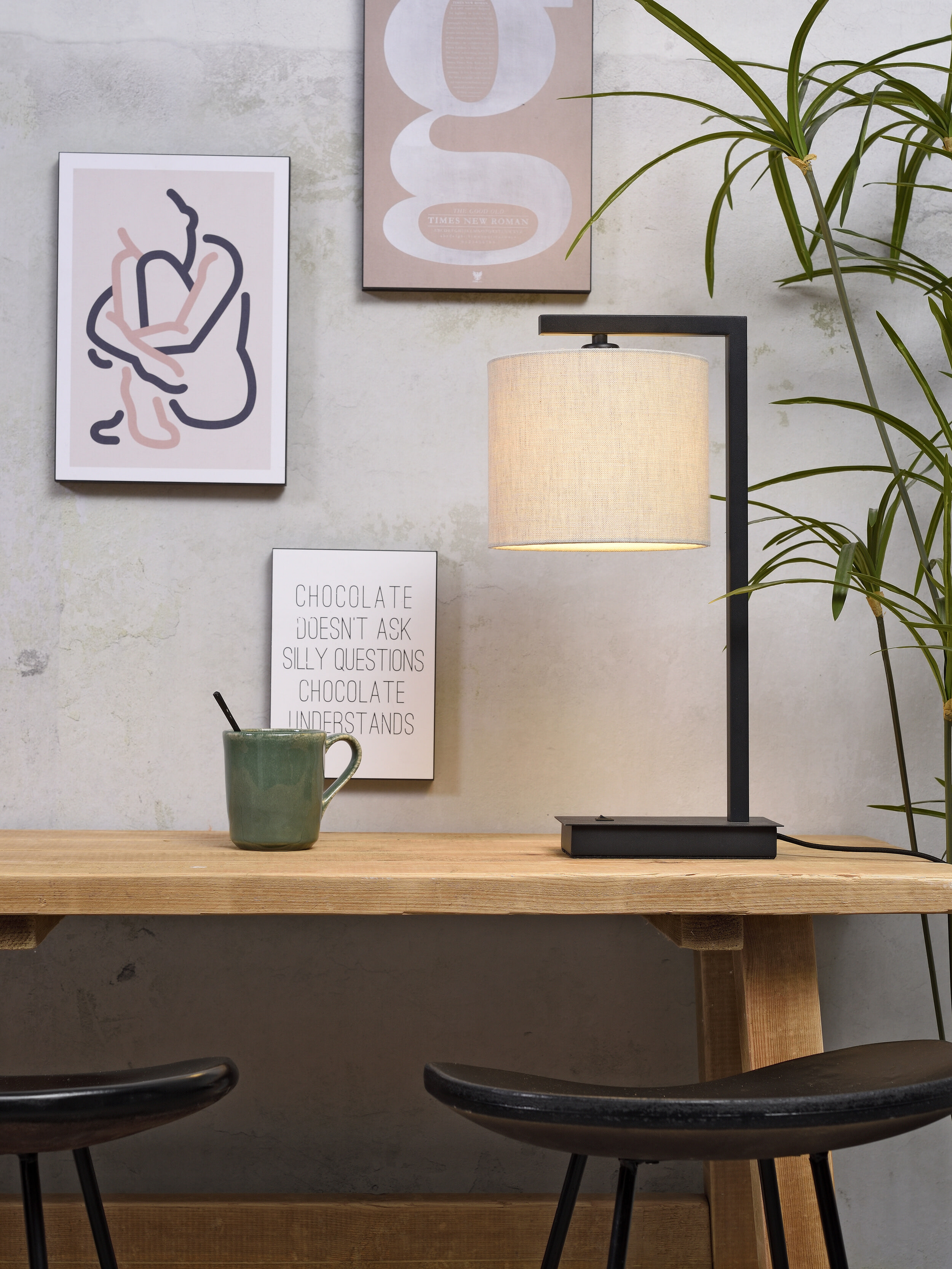 its about RoMi Tafellamp 'Boston' 44cm, kleur Beige
