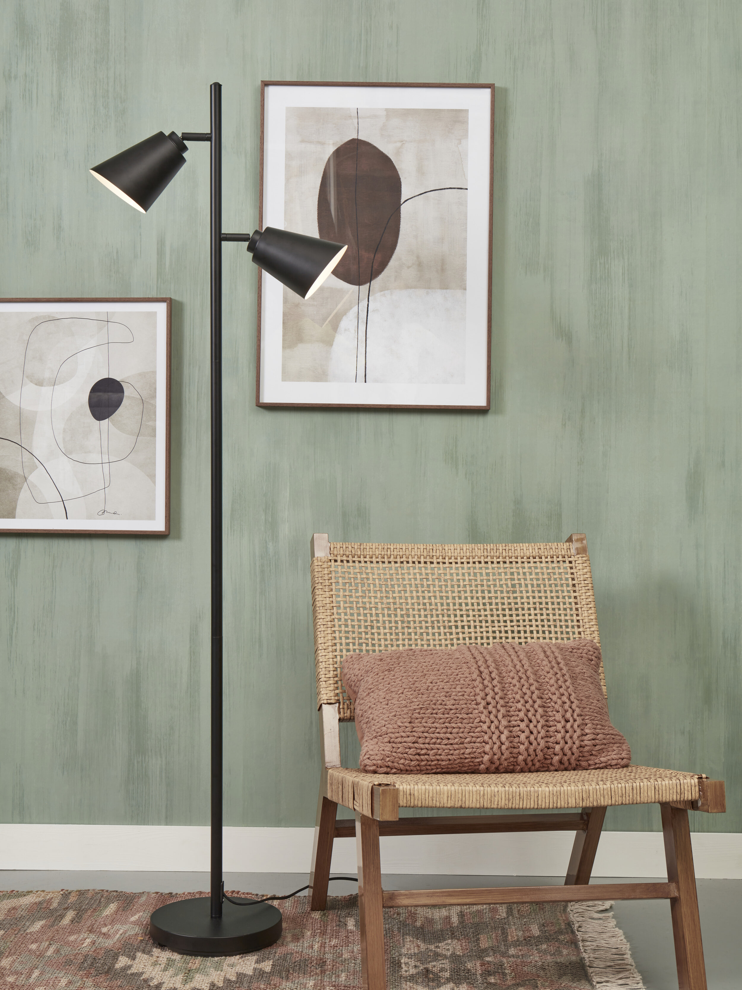 its about RoMi Vloerlamp 'Bremen' 2-lamps, kleur Zwart