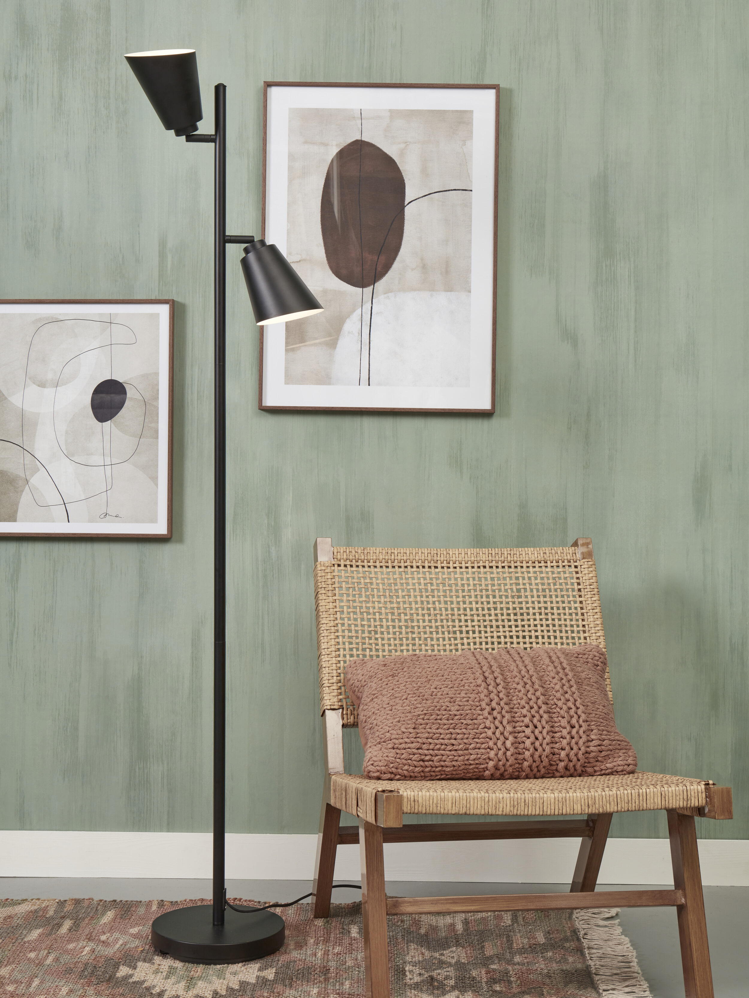 its about RoMi Vloerlamp 'Bremen' 2-lamps, kleur Zwart