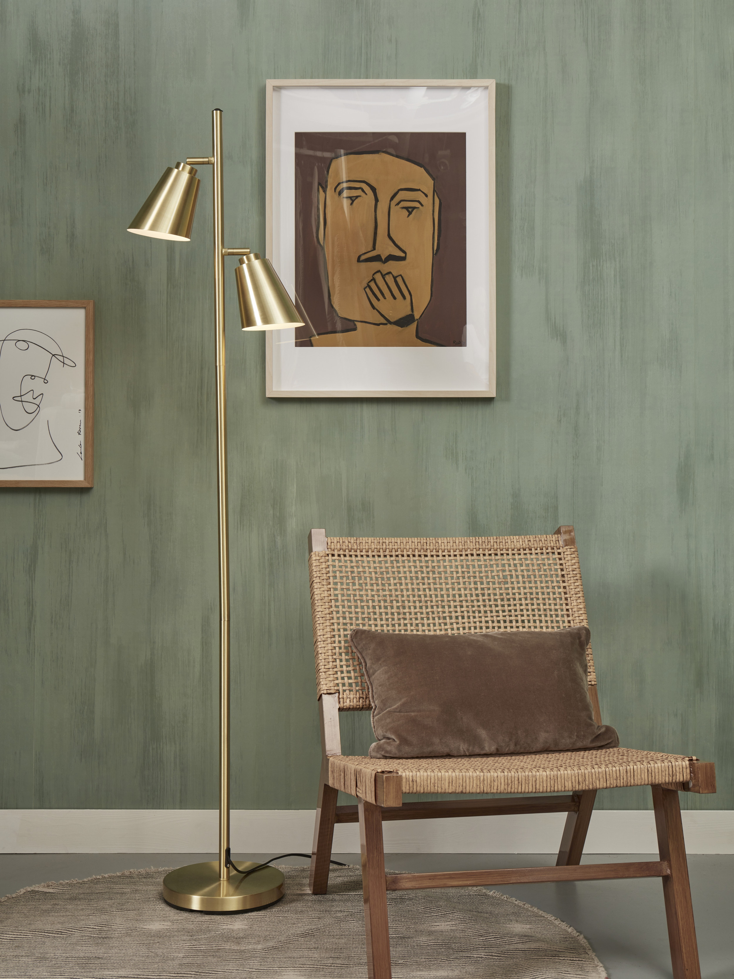 its about RoMi Vloerlamp 'Bremen' 2-lamps, kleur Goud