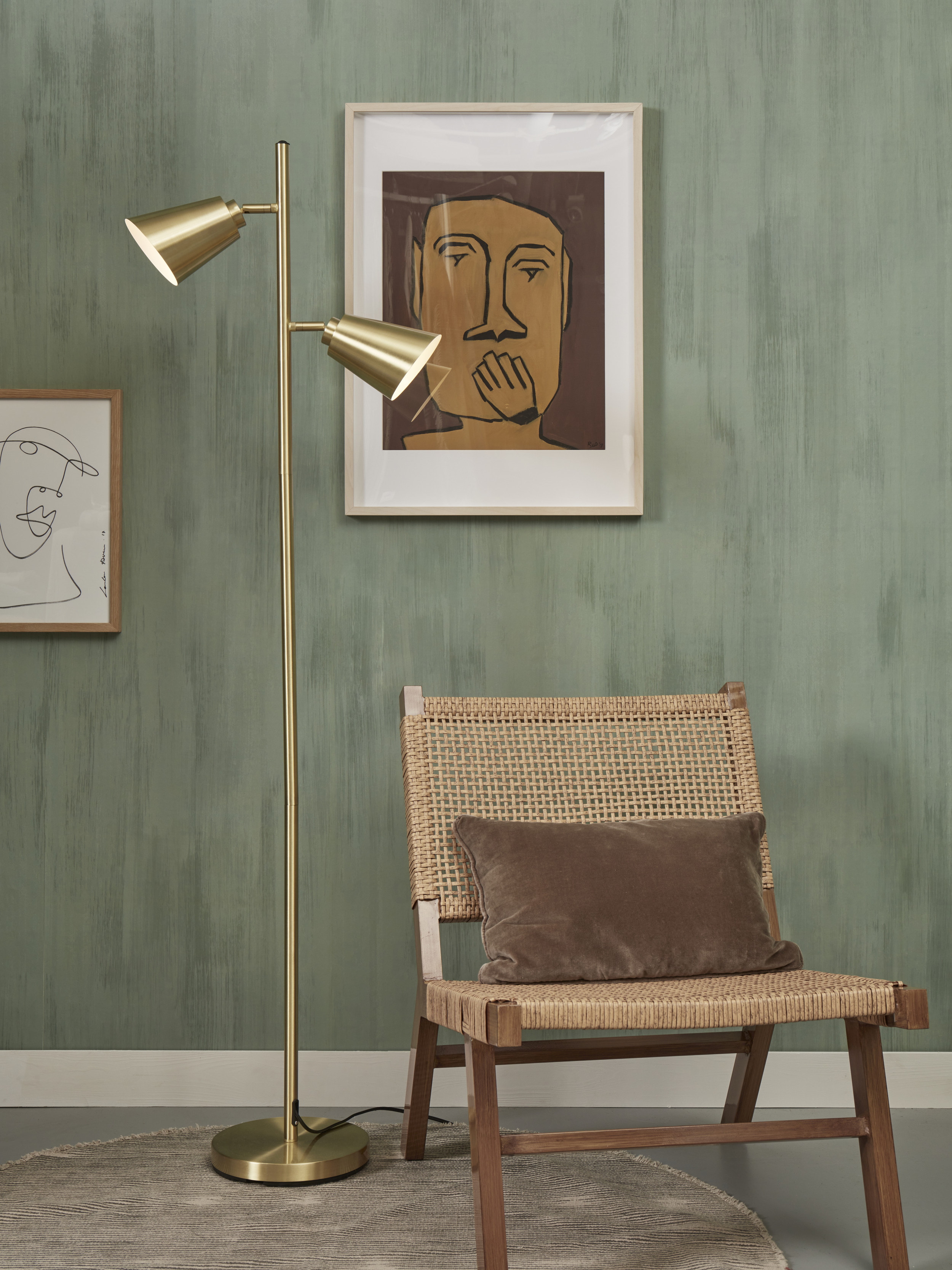 its about RoMi Vloerlamp 'Bremen' 2-lamps, kleur Goud