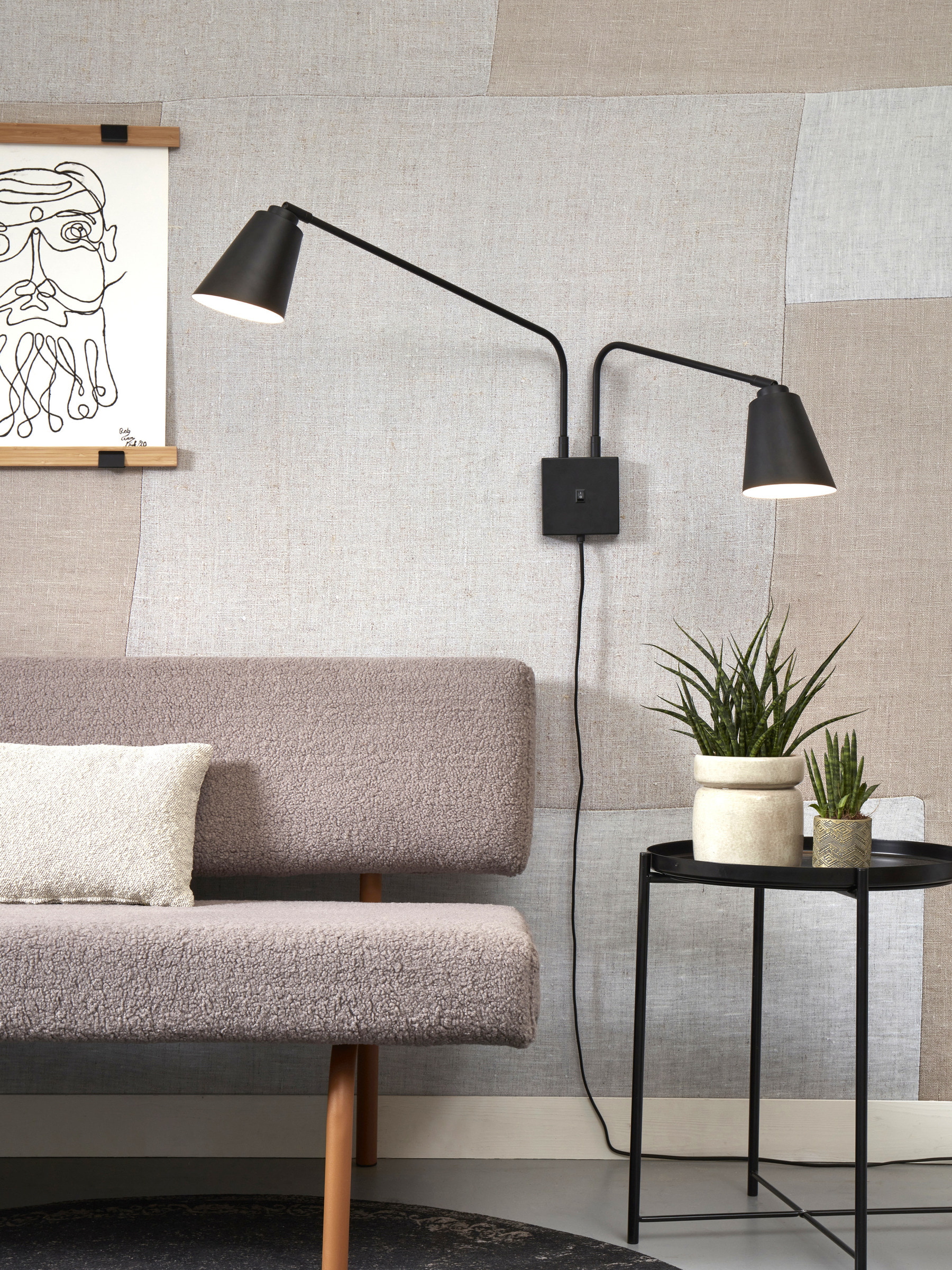 its about RoMi Wandlamp 'Bremen' 2-lamps, kleur Zwart