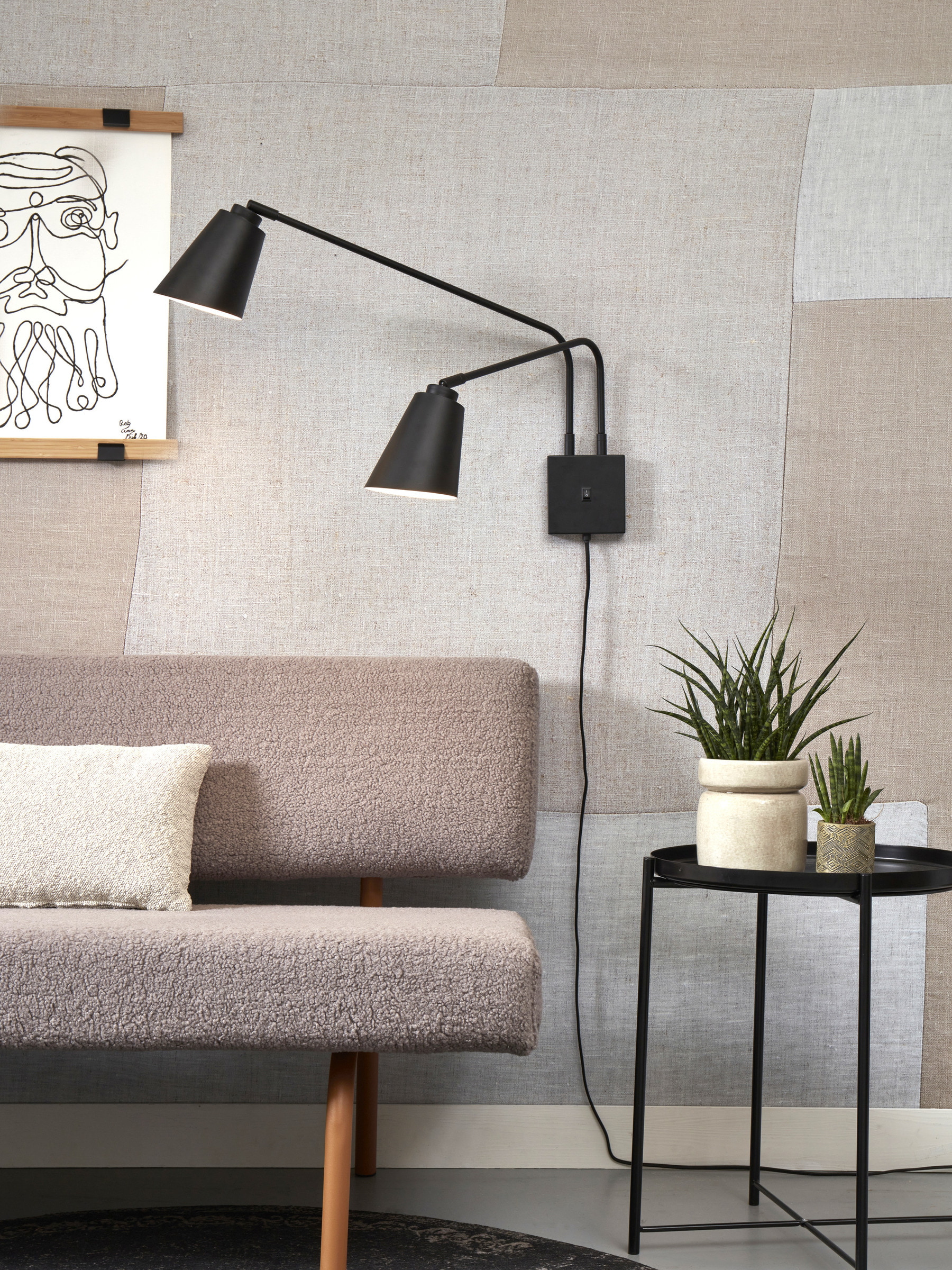 its about RoMi Wandlamp 'Bremen' 2-lamps, kleur Zwart