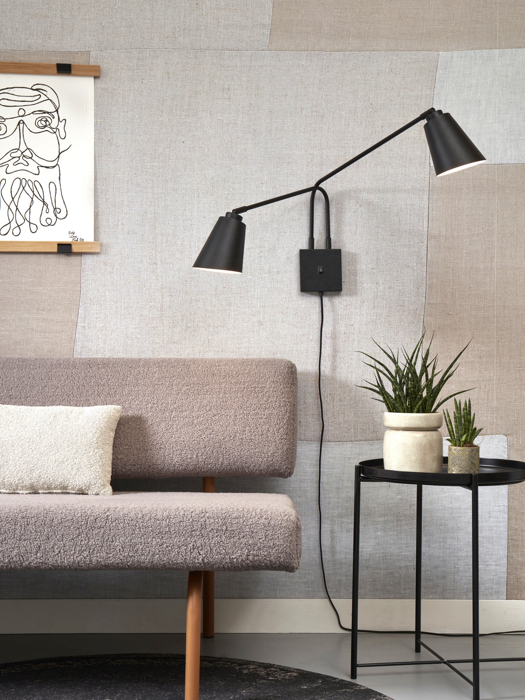 its about RoMi Wandlamp 'Bremen' 2-lamps, kleur Zwart