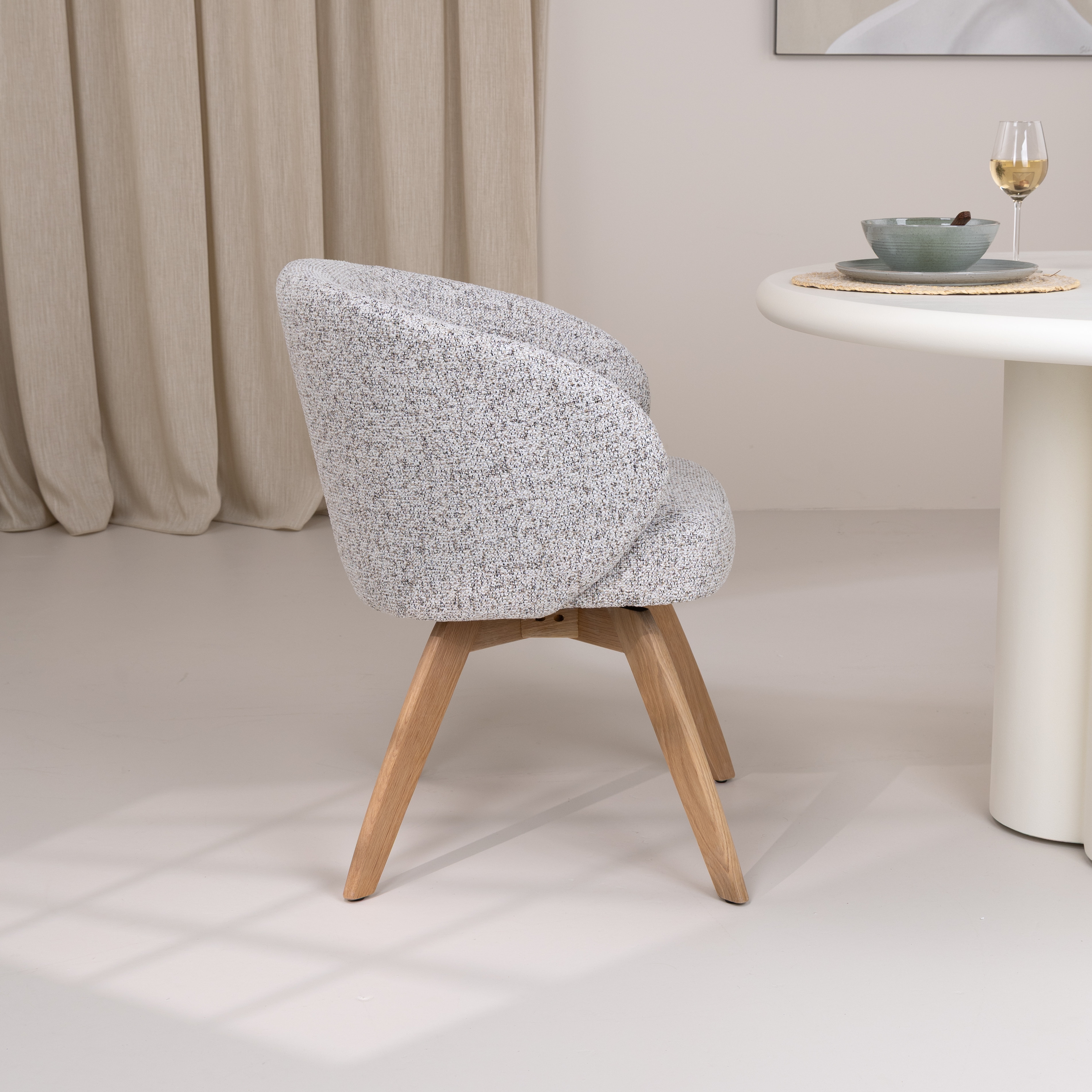 Tower Living Draaibare Eetkamerstoel 'Brescia' Structuurstof, kleur Beige