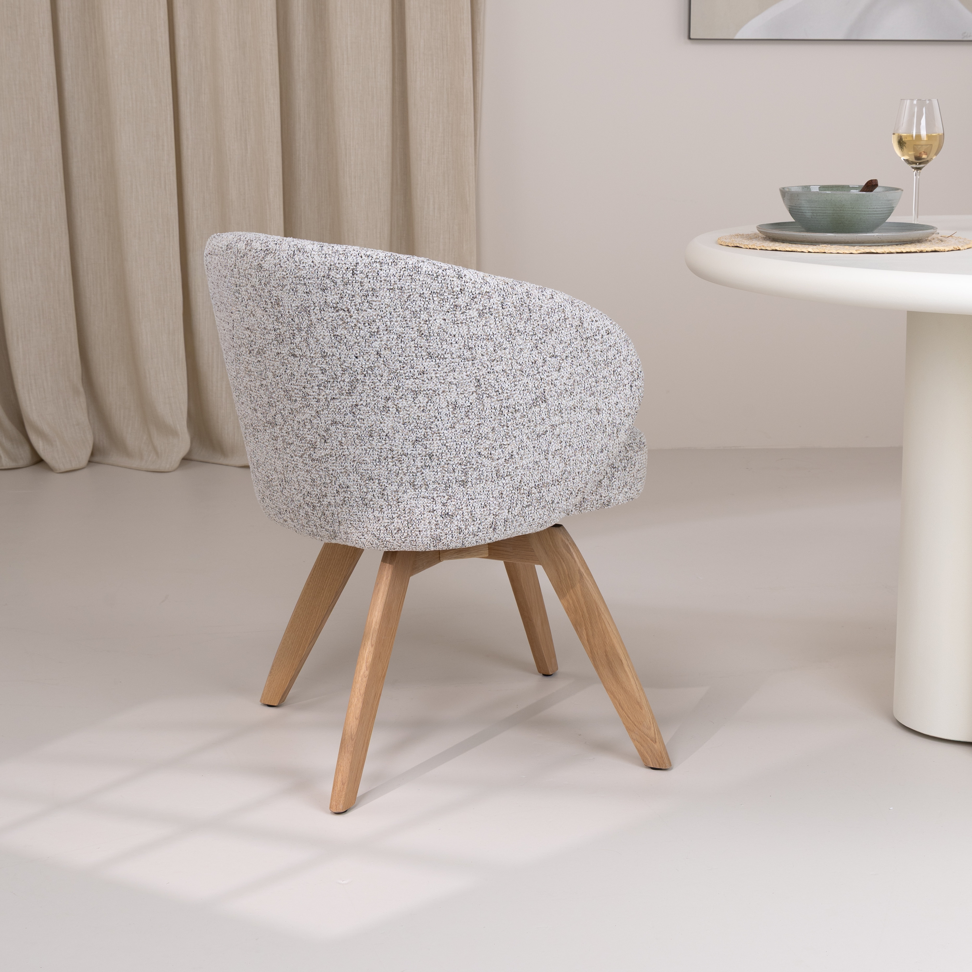 Tower Living Draaibare Eetkamerstoel 'Brescia' Structuurstof, kleur Beige