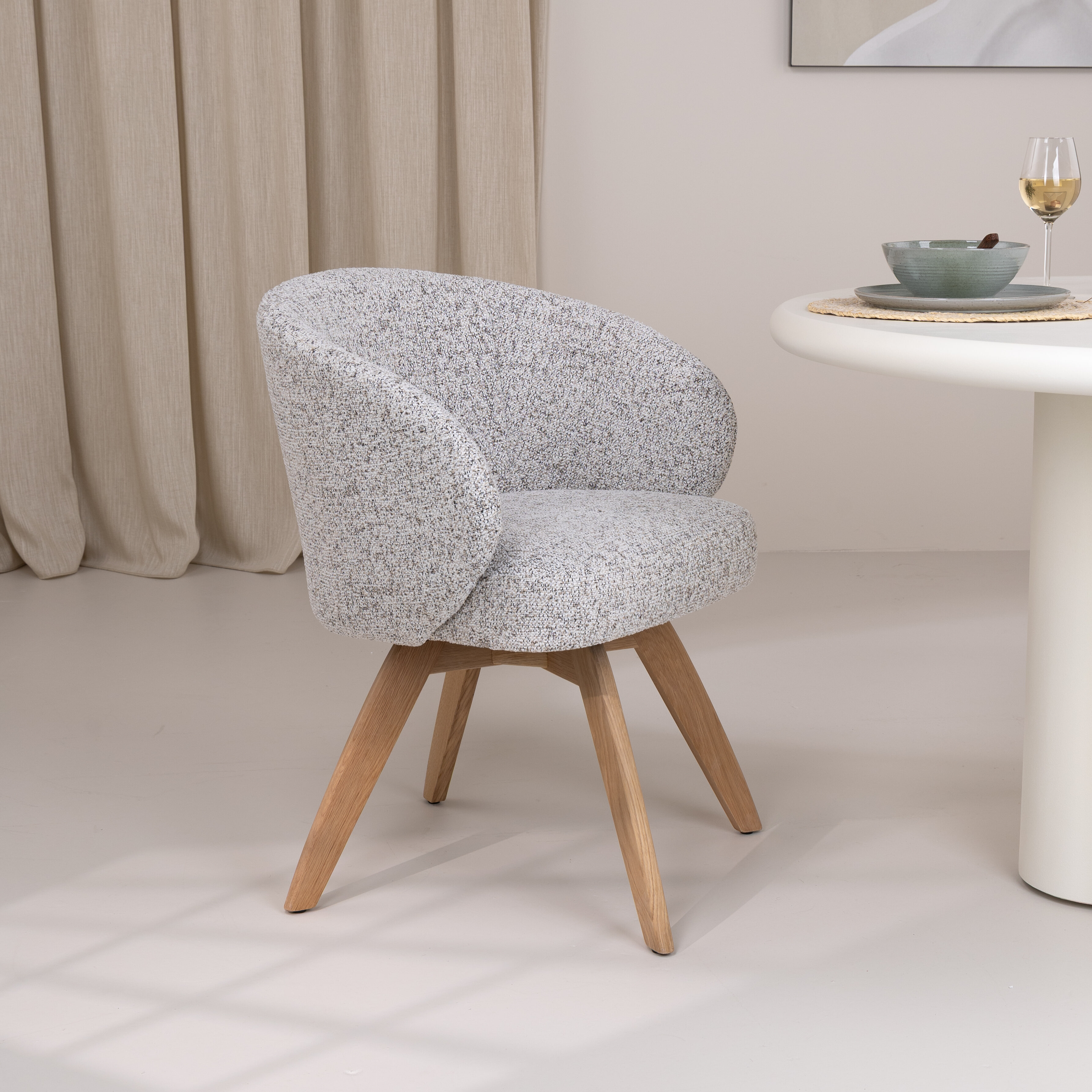 Tower Living Draaibare Eetkamerstoel 'Brescia' Structuurstof, kleur Beige