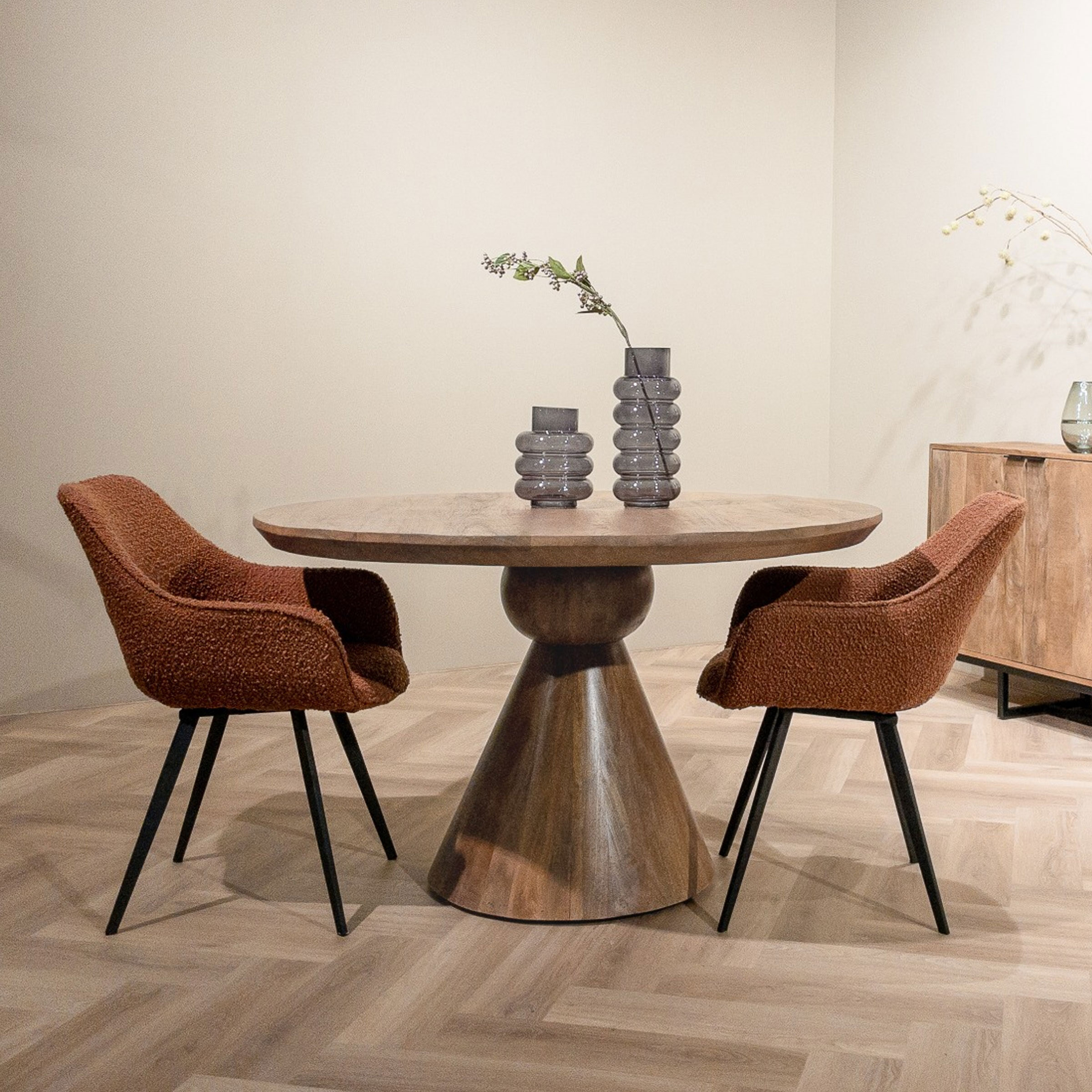 Brix Ronde Eettafel Balthazar Mangohout, 130cm - Bruin