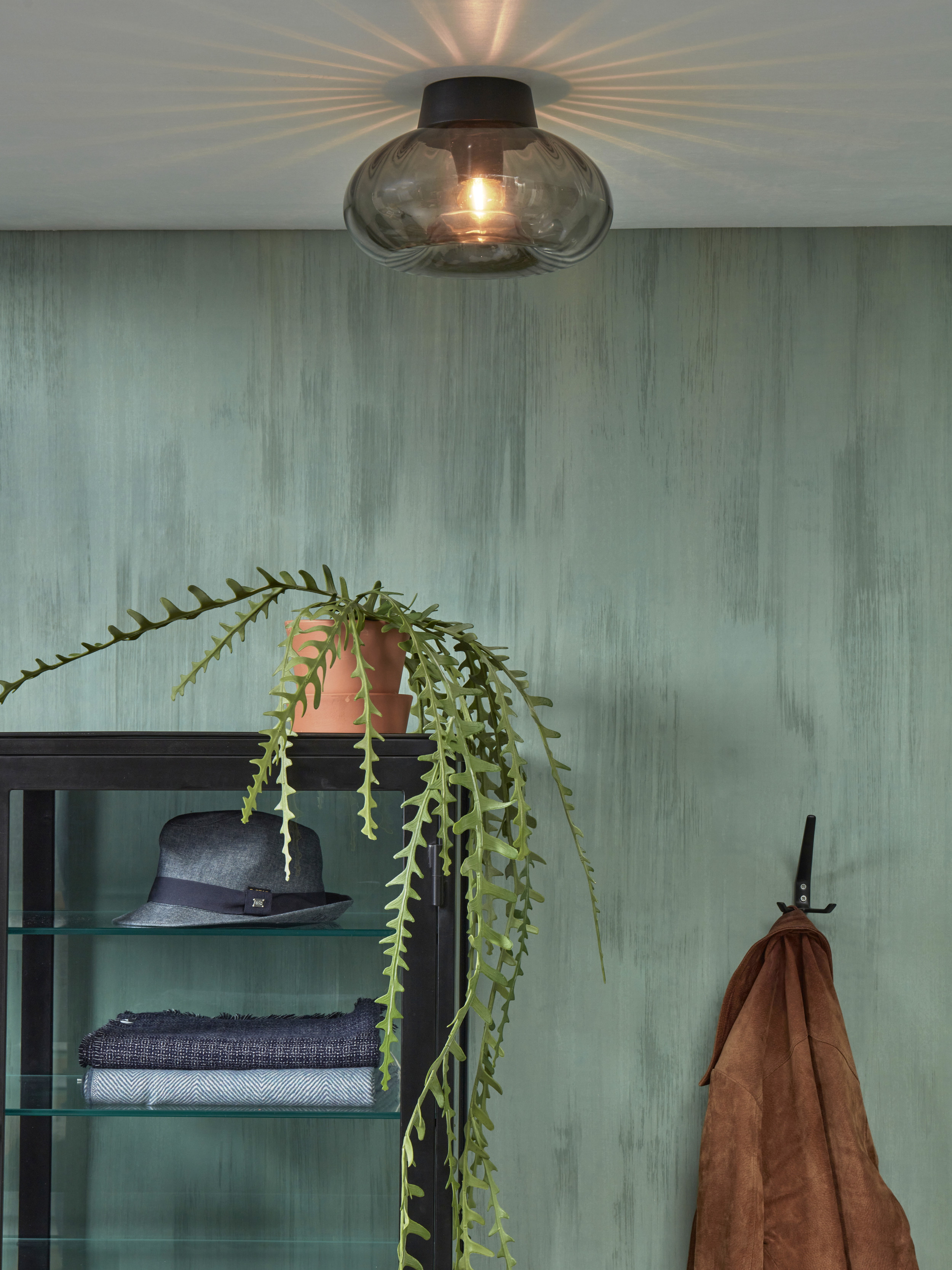 its about RoMi Plafondlamp 'Brussels' Glas, 28cm, kleur Antraciet