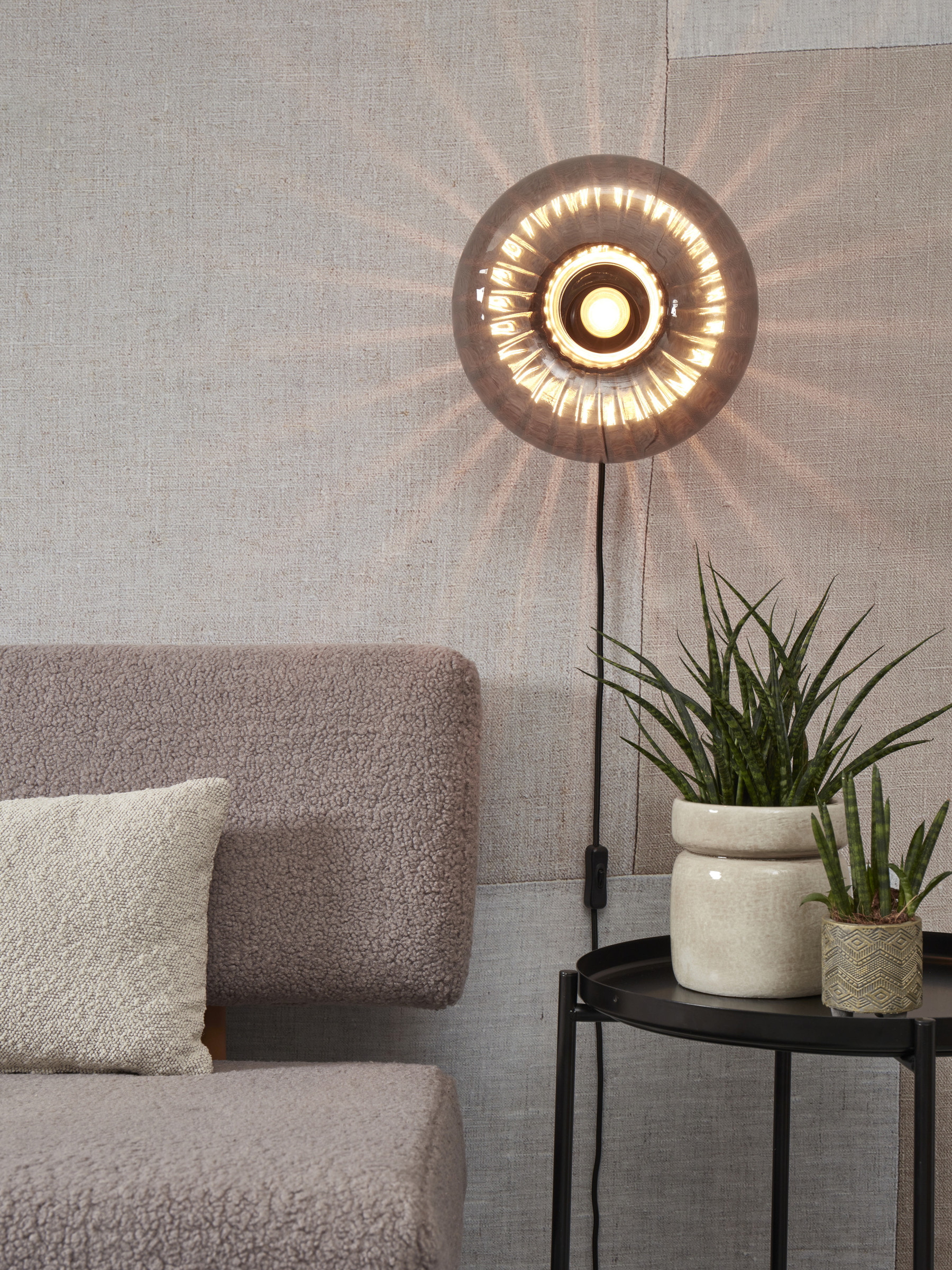 its about RoMi Wandlamp 'Brussels' Glas, 28cm, kleur Antraciet