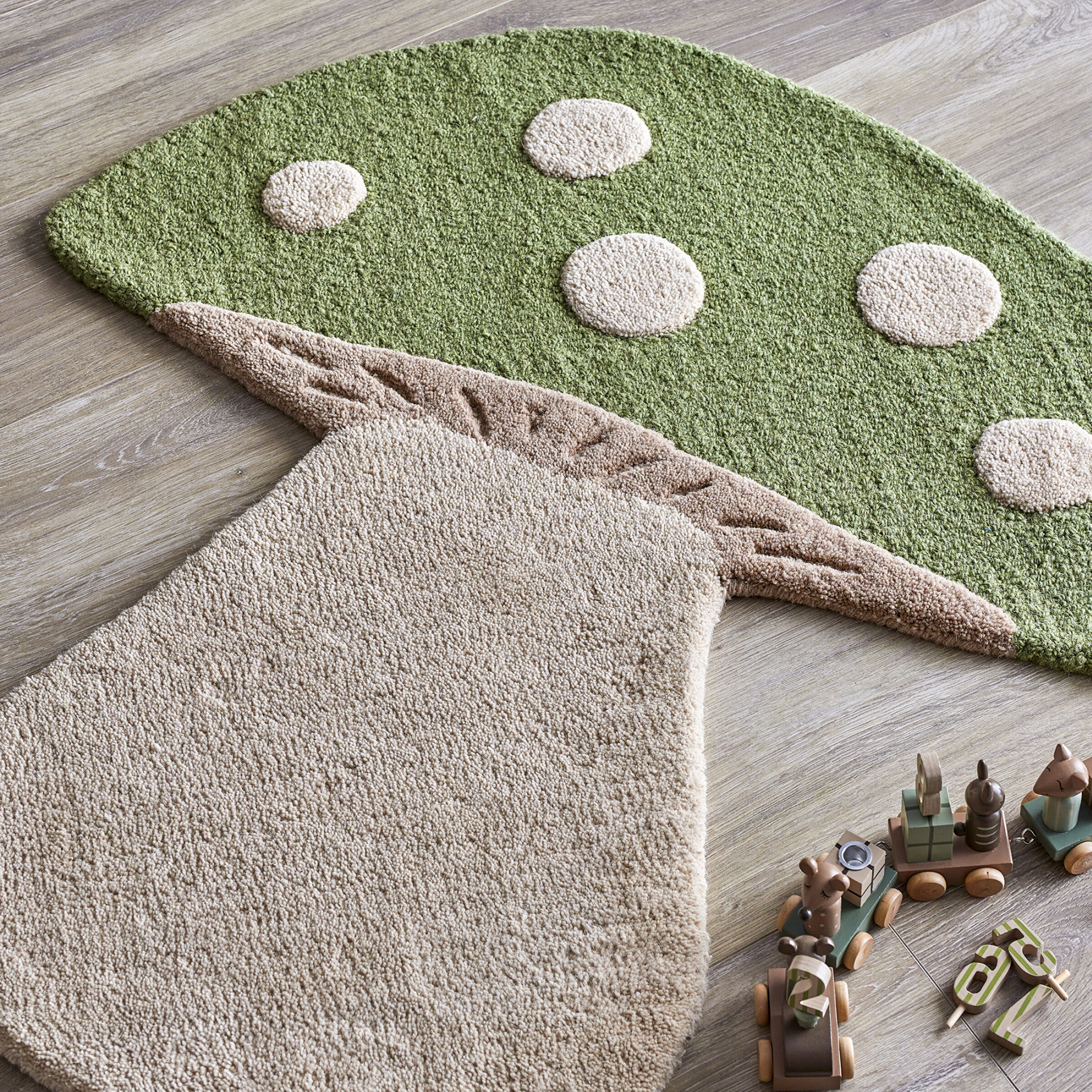 Bloomingville MINI Vloerkleed Mushroom - Groen